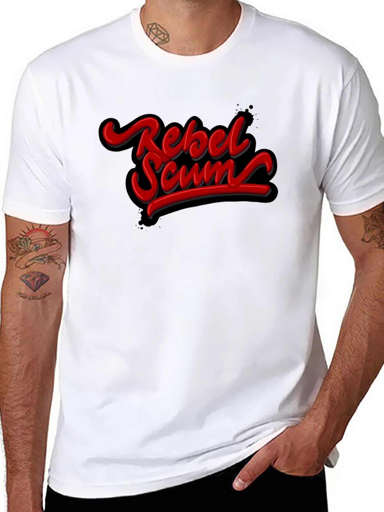 Rebel Scum Graphic T-Shirt - Bold Red Text Design