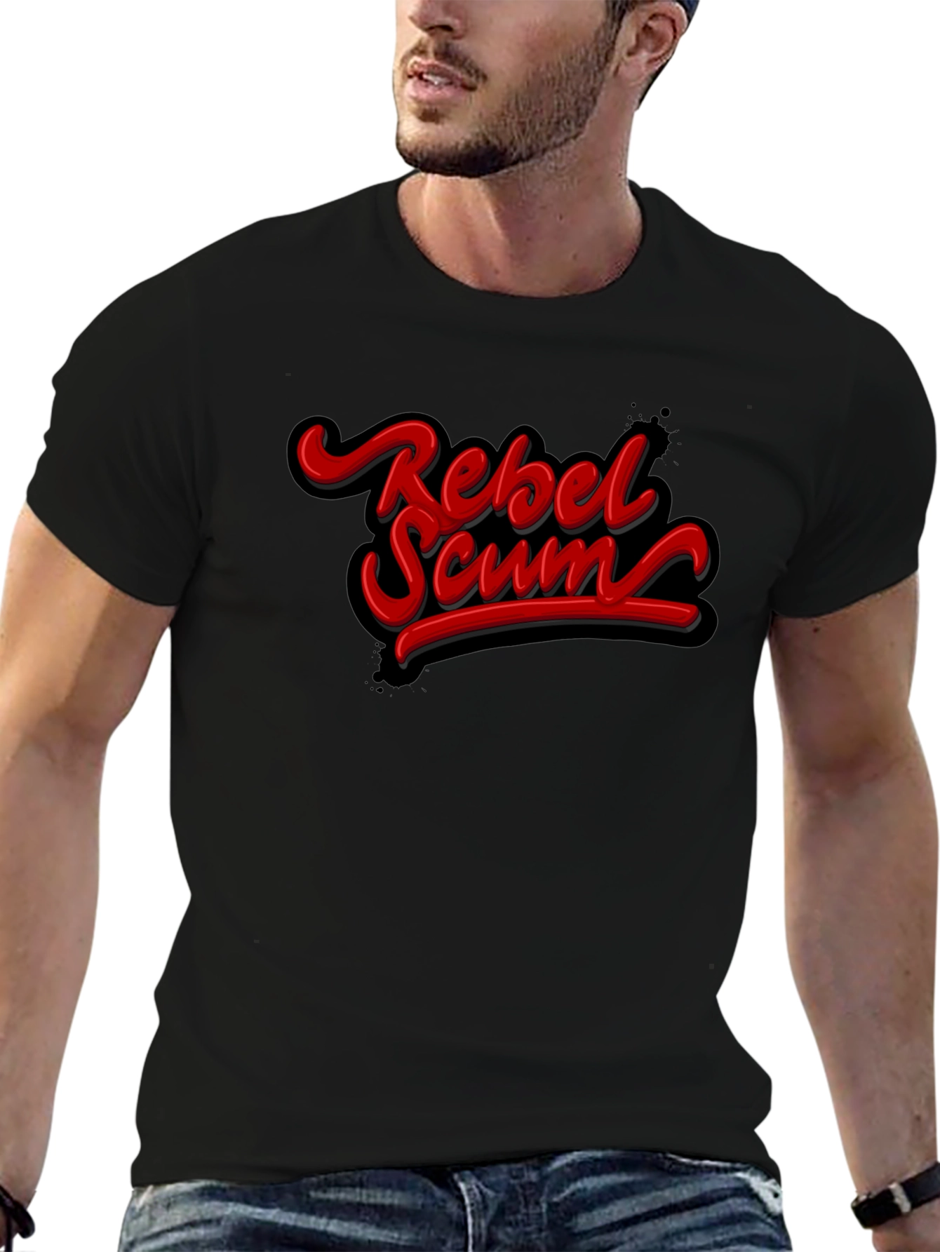 Rebel Scum Graphic T-Shirt - Bold Red Text Design