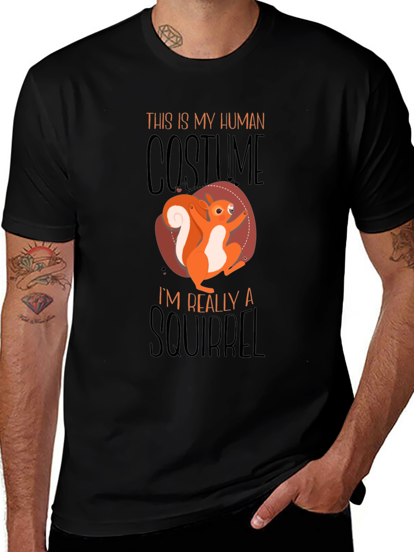 Squirrel Costume Graphic T-Shirt - Novelty Halloween Tee