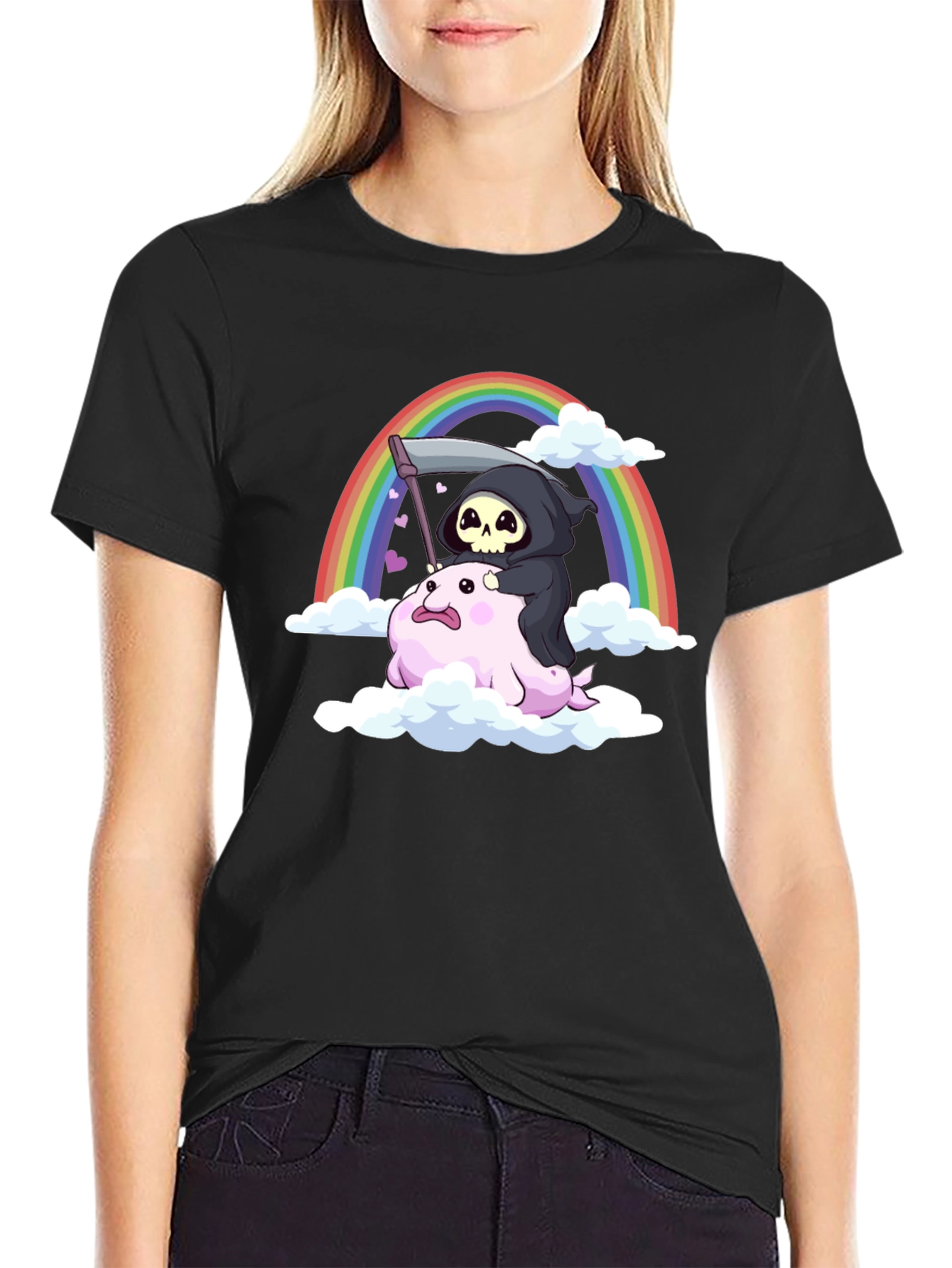 Cute Grim Reaper Riding Blobfish T-Shirt