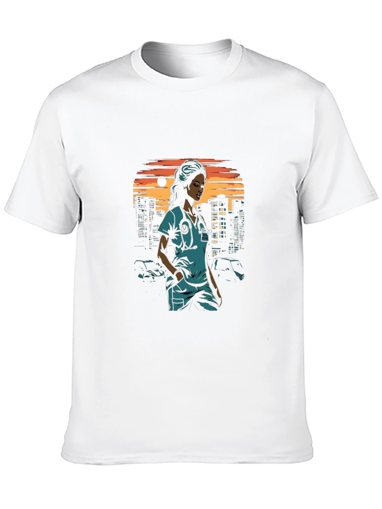 Nurse Cityscape Graphic Tee - Black