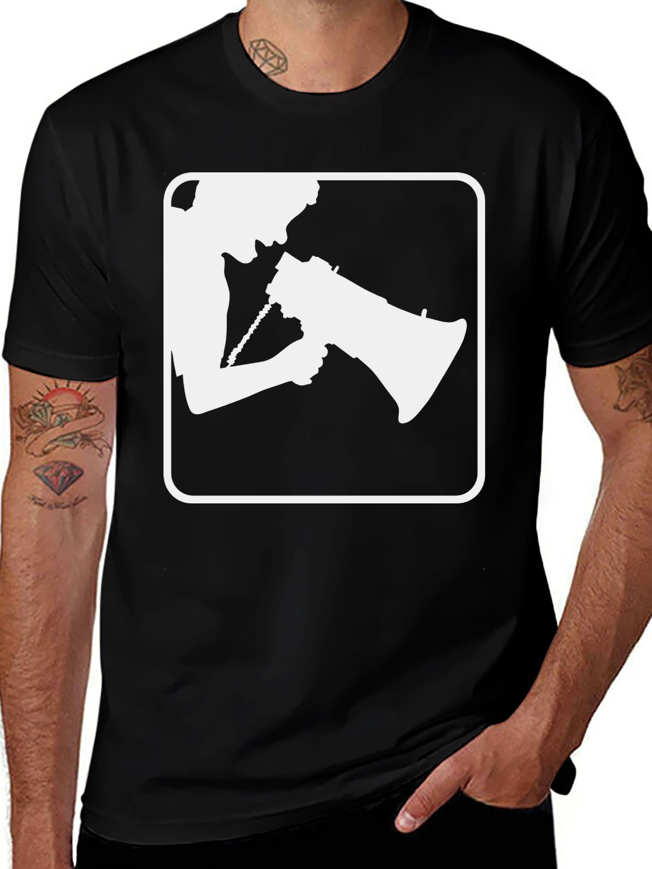 Megaphone Graphic T-Shirt - Black Cotton Tee