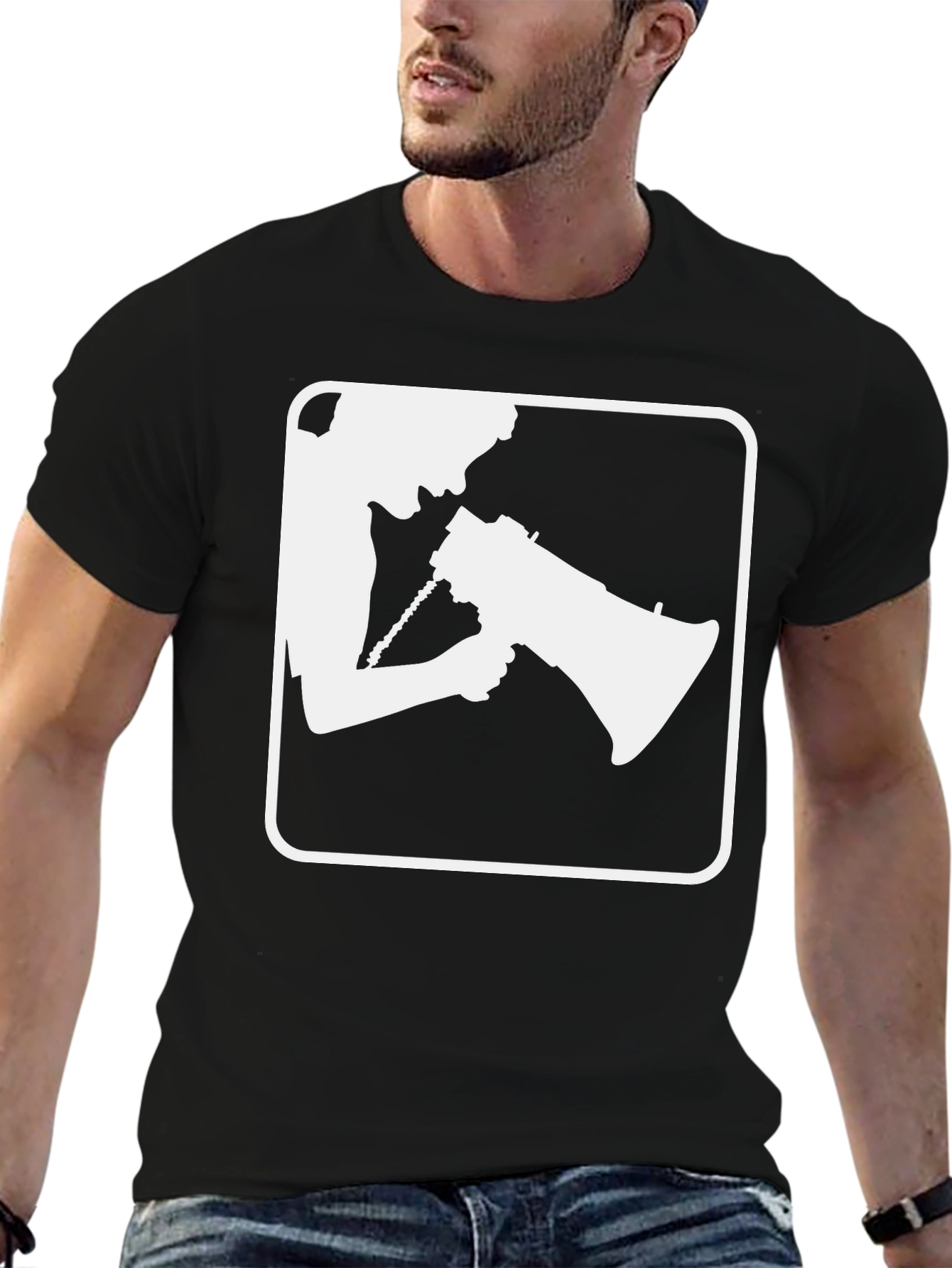 Megaphone Graphic T-Shirt - Black Cotton Tee