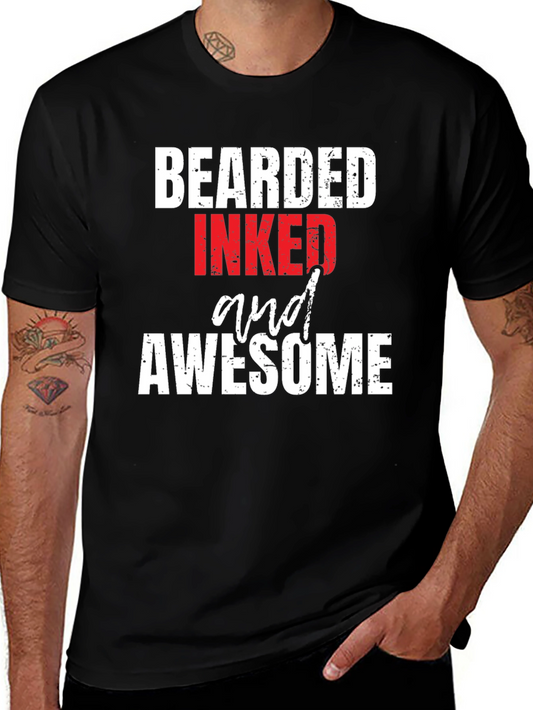 Bearded Inked and Awesome Graphic T-Shirt