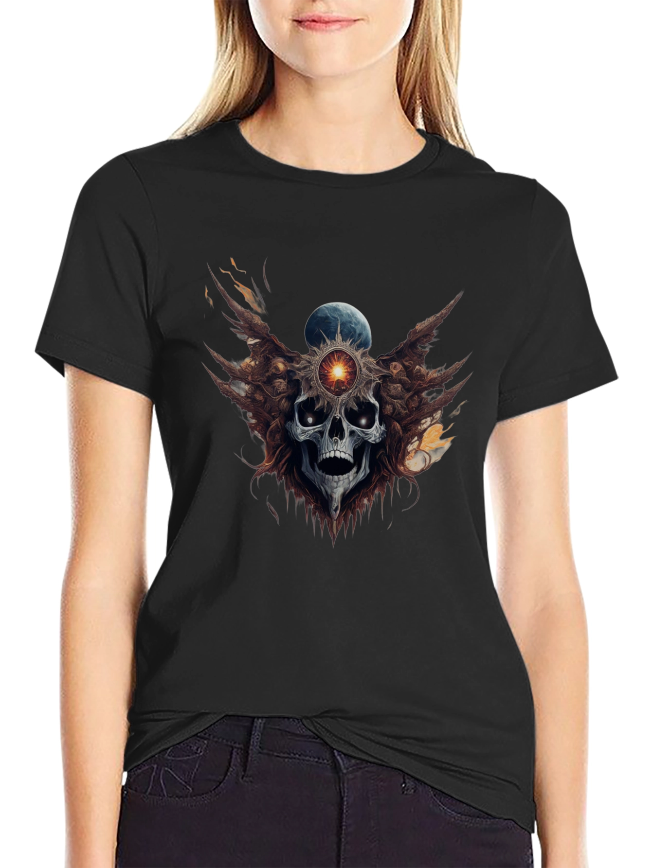 Skull & Orb Graphic Tee - Dark Aesthetic