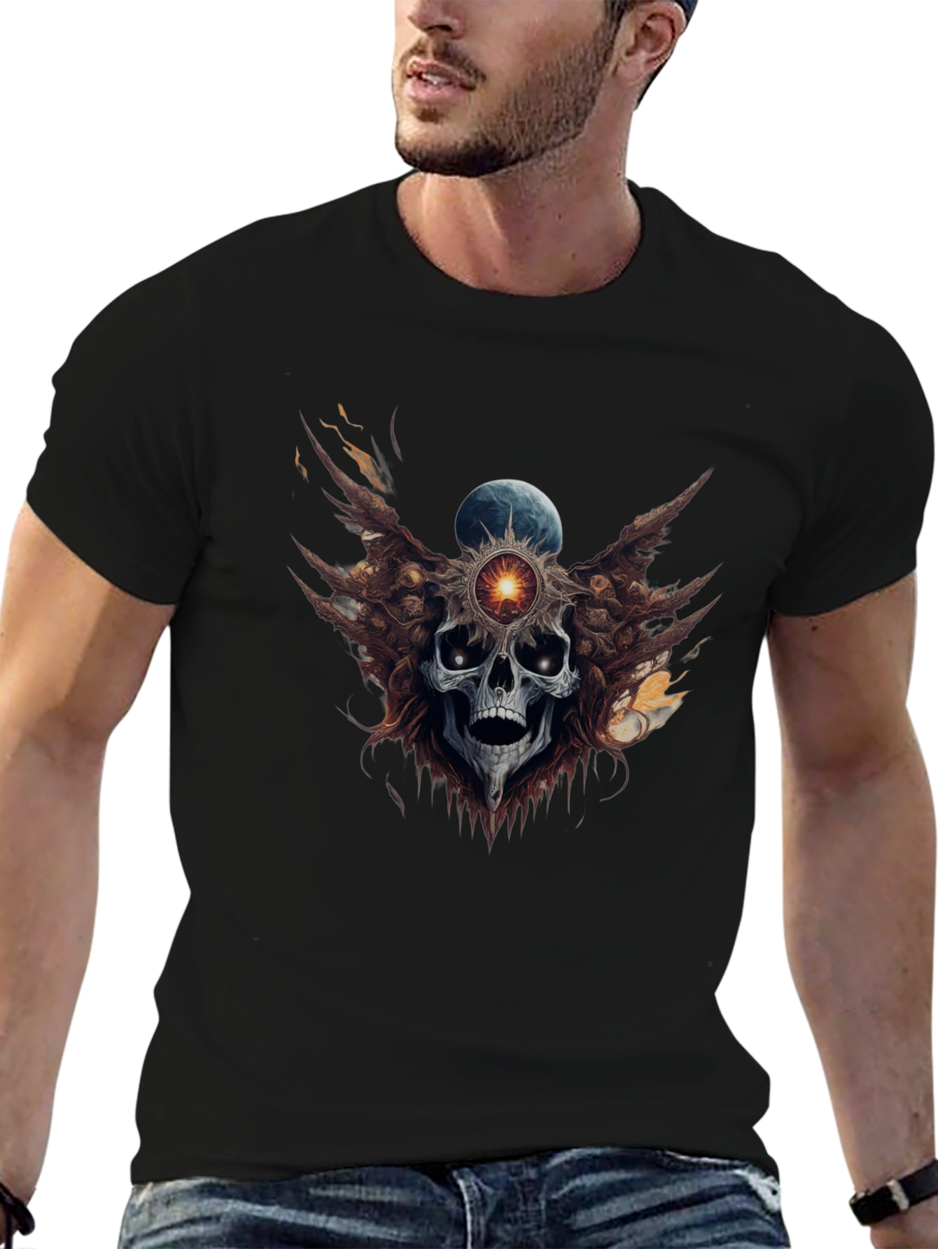 Skull & Orb Graphic Tee - Dark Aesthetic