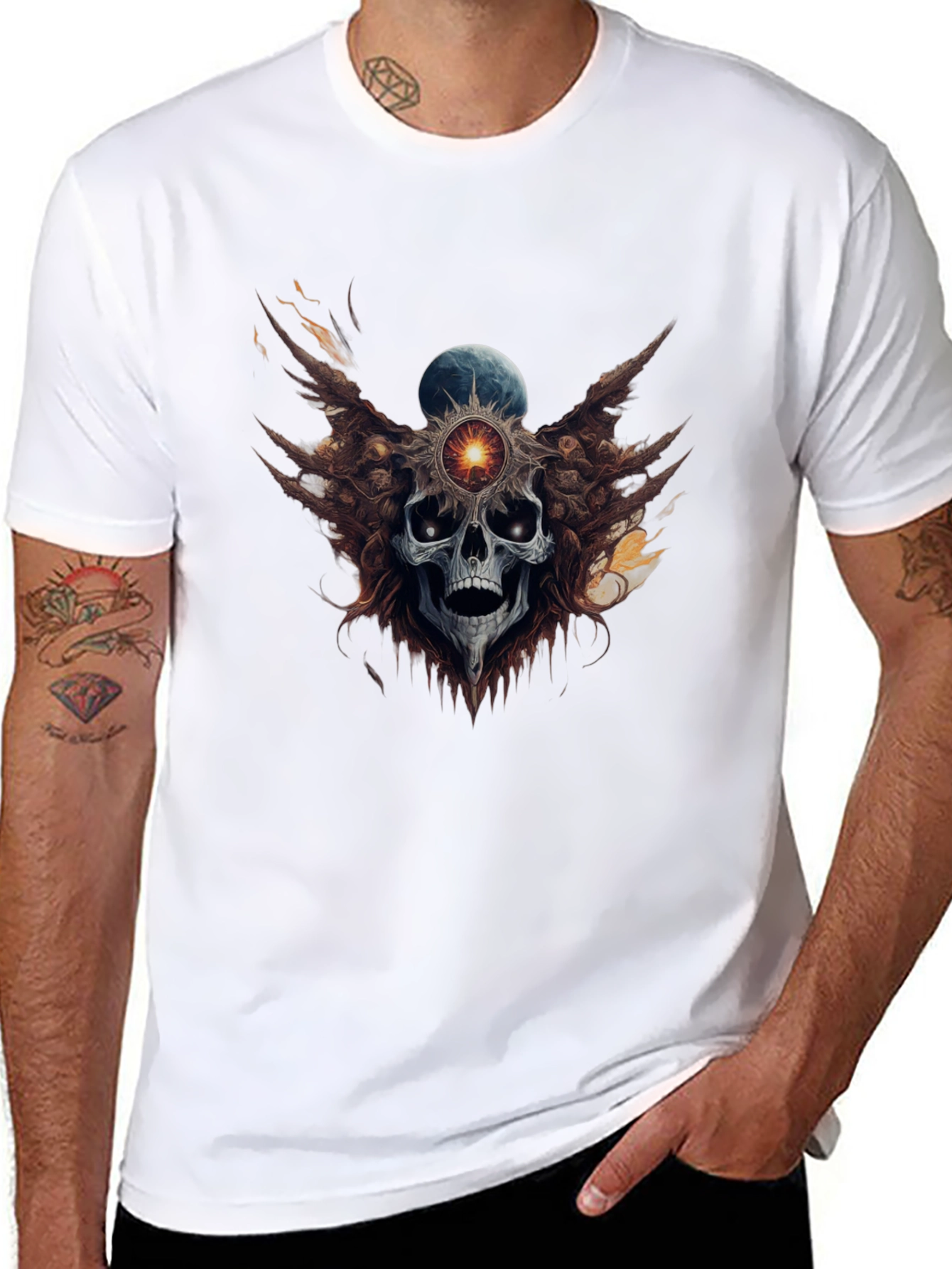 Skull & Orb Graphic Tee - Dark Aesthetic