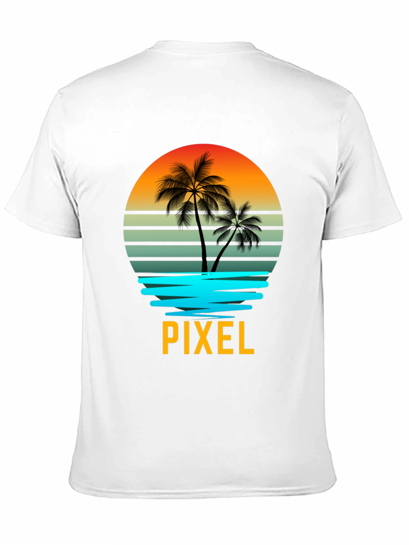 Pixel Sunset Palm Tree Graphic T-Shirt