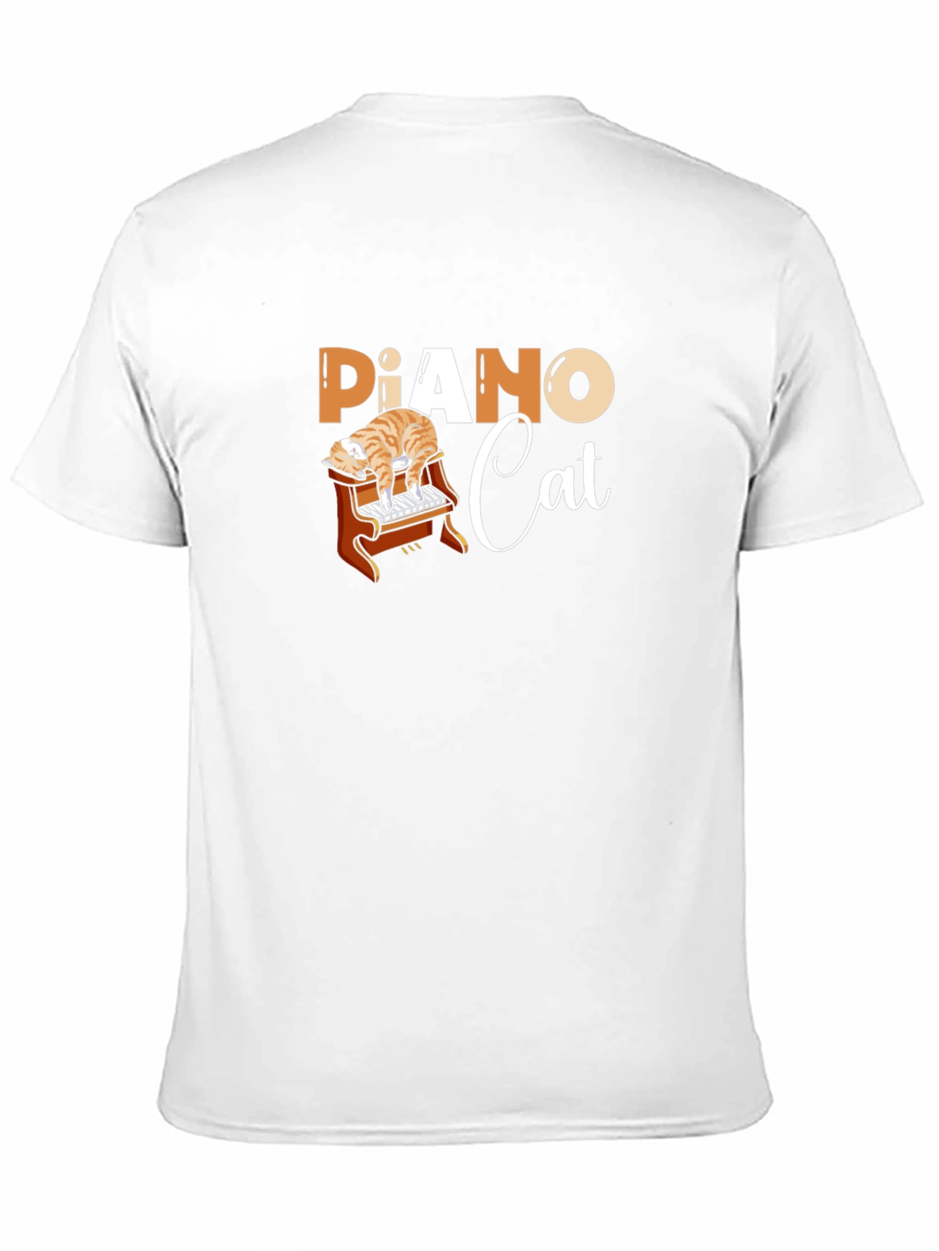 Piano Cat Black Graphic T-Shirt