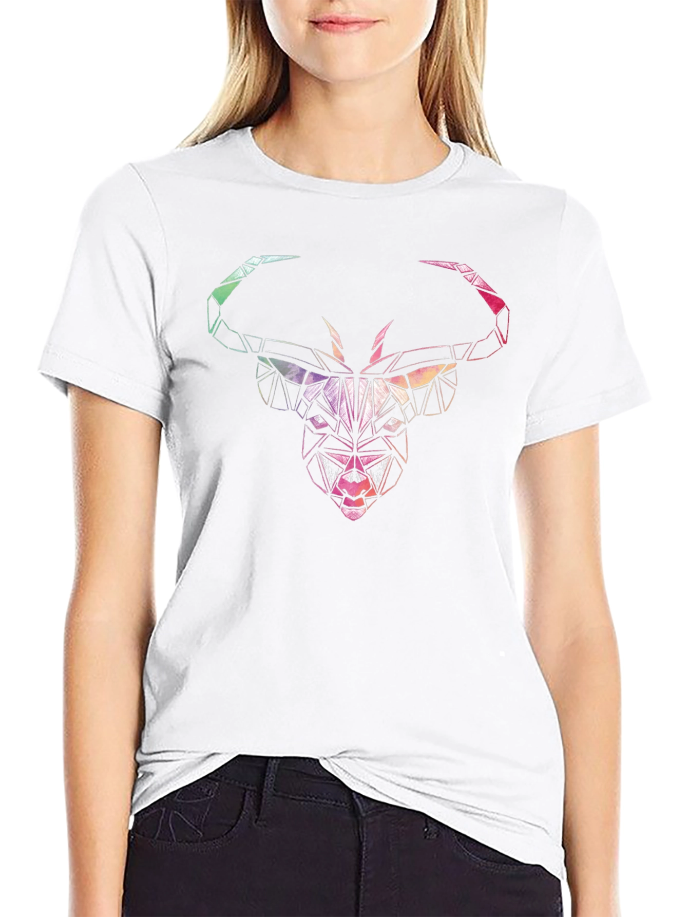 Geometric Bull Head Graphic Black Tee