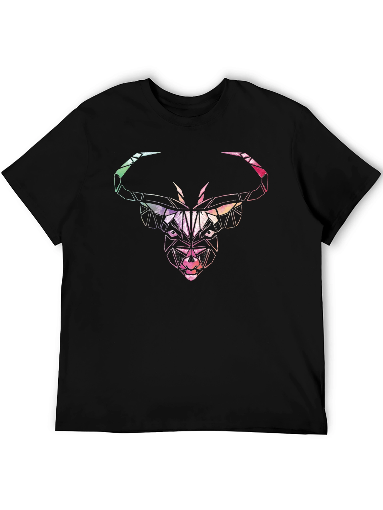 Geometric Bull Head Graphic Black Tee