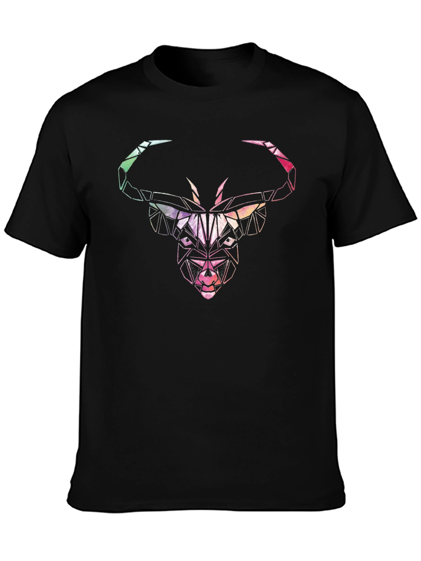 Geometric Bull Head Graphic Black Tee