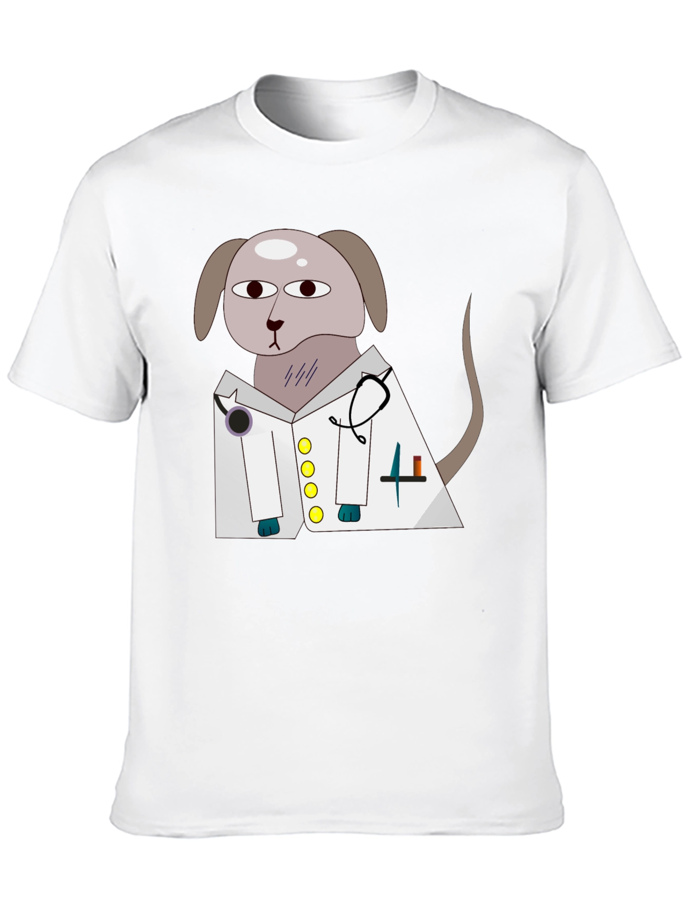 Vet Dog Cartoon Graphic T-Shirt - Black