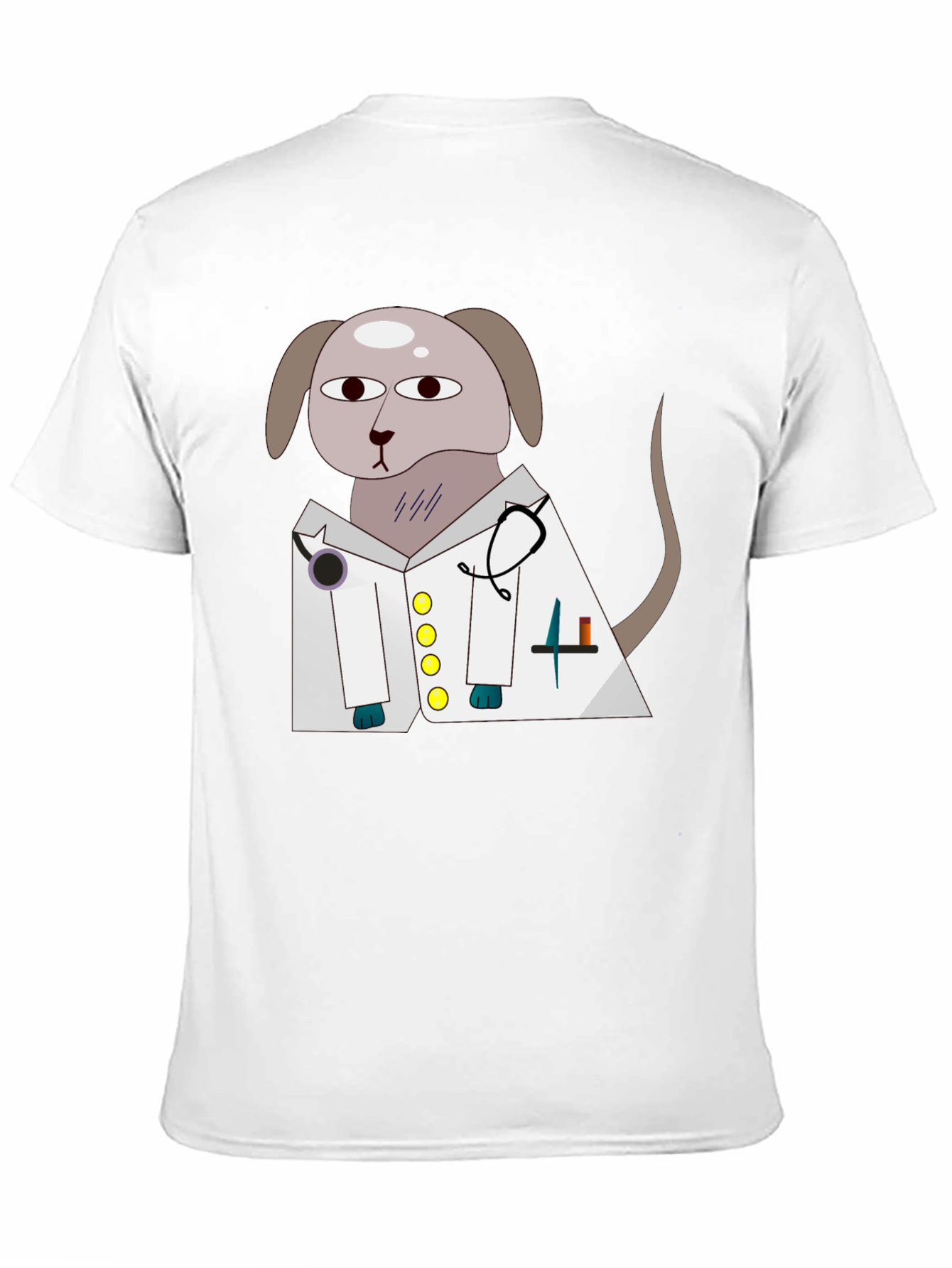 Vet Dog Cartoon Graphic T-Shirt - Black