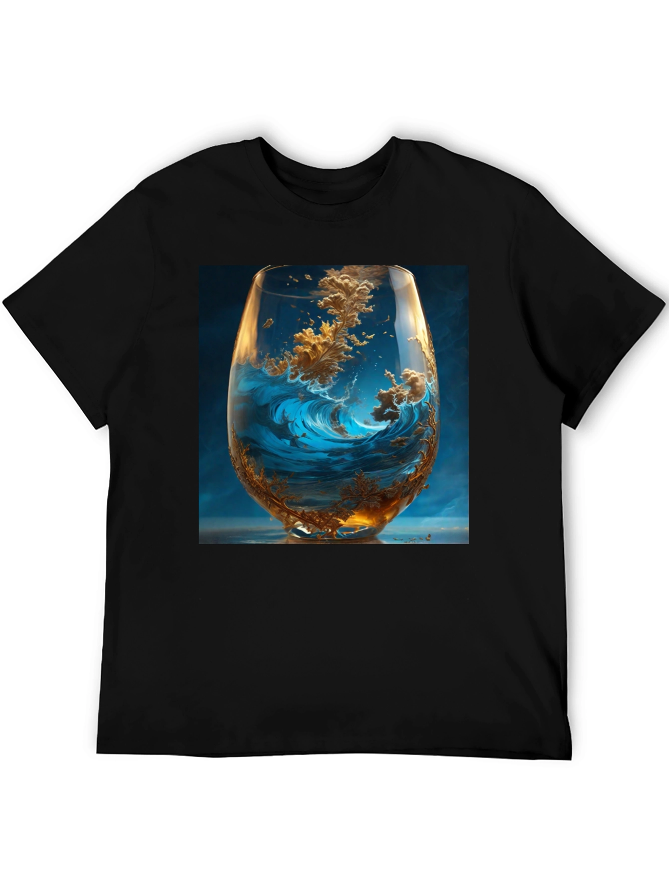Ocean Wave in Wine Glass Graphic T-Shirt