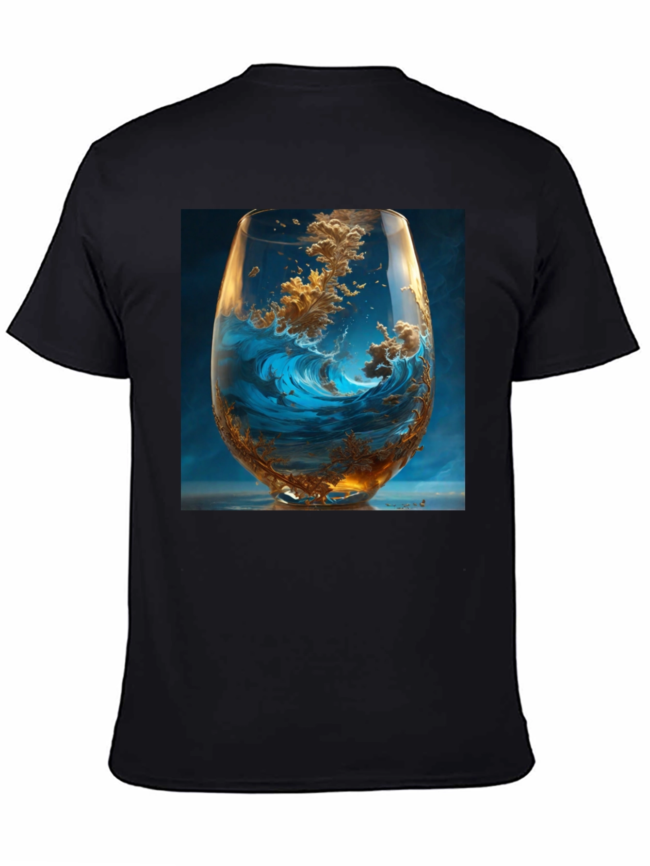 Ocean Wave in Wine Glass Graphic T-Shirt