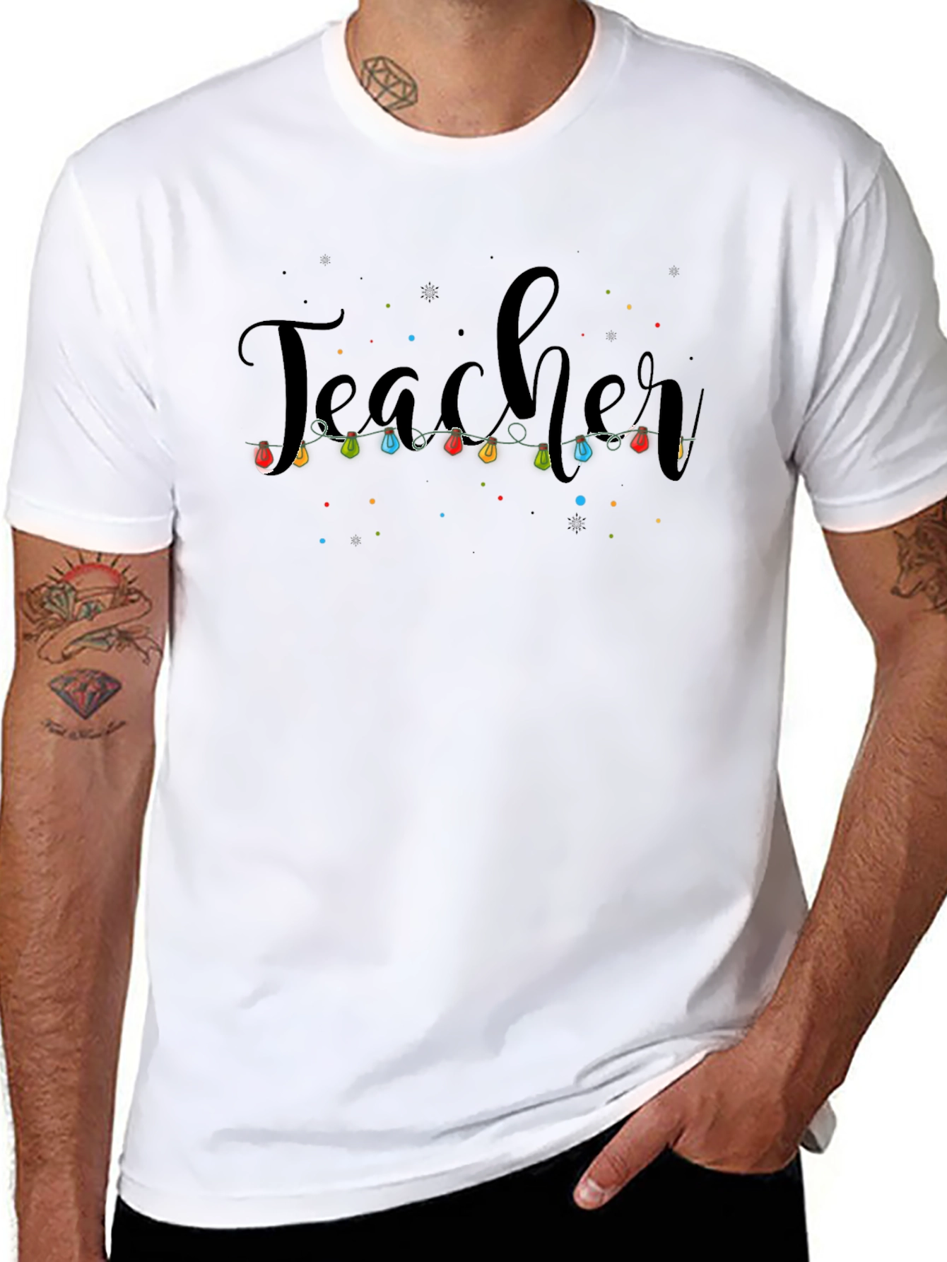 Teacher Christmas Lights Graphic T-Shirt