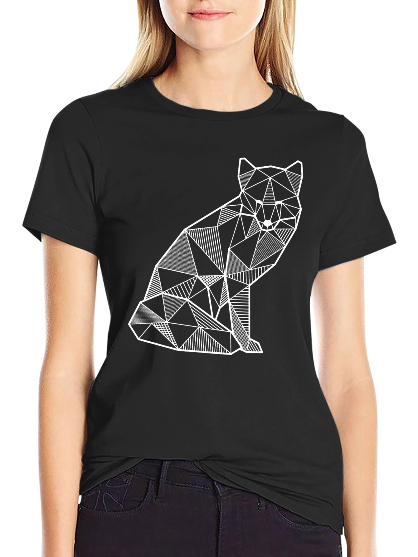 Geometric Fox Graphic T-Shirt - Modern Art Tee