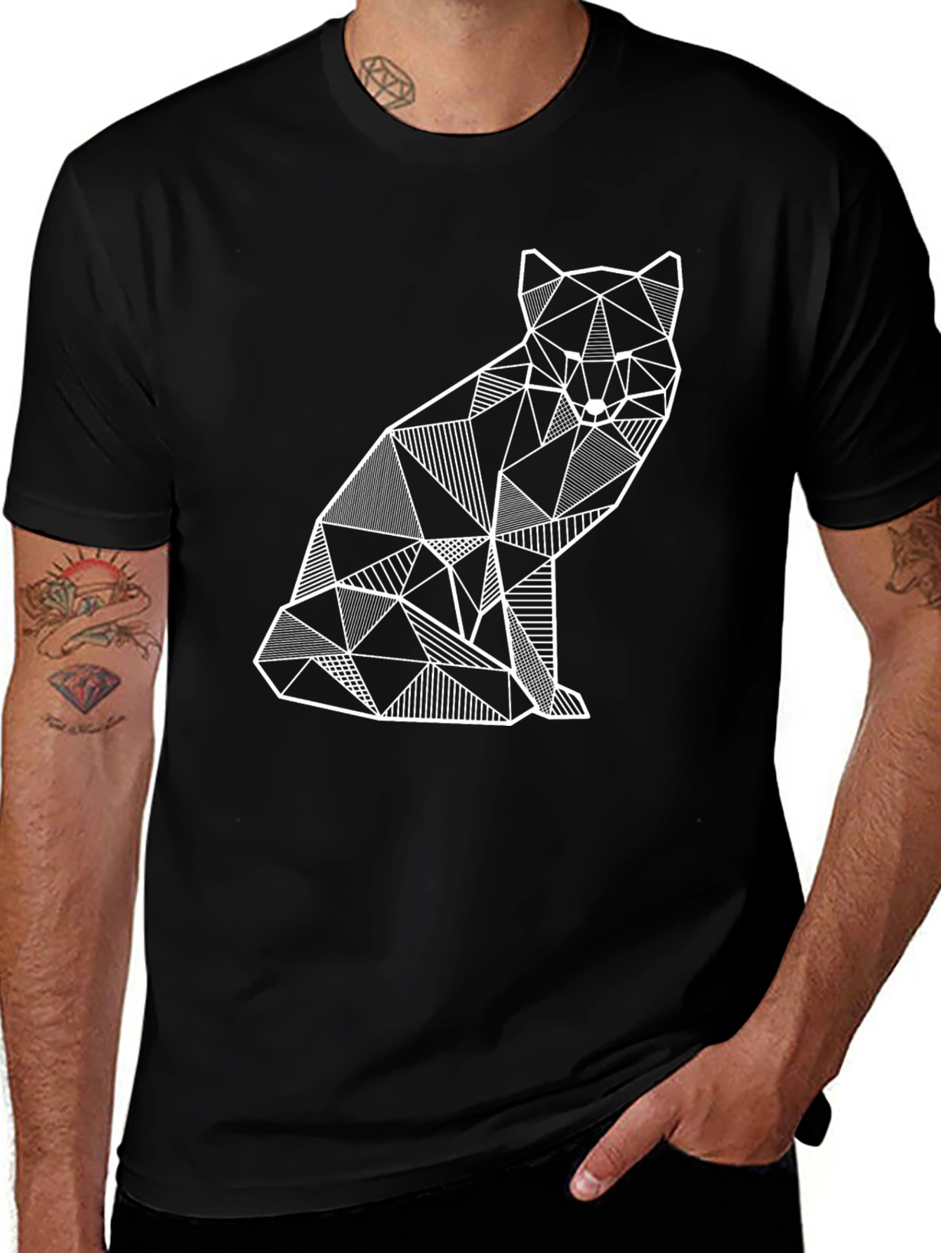 Geometric Fox Graphic T-Shirt - Modern Art Tee