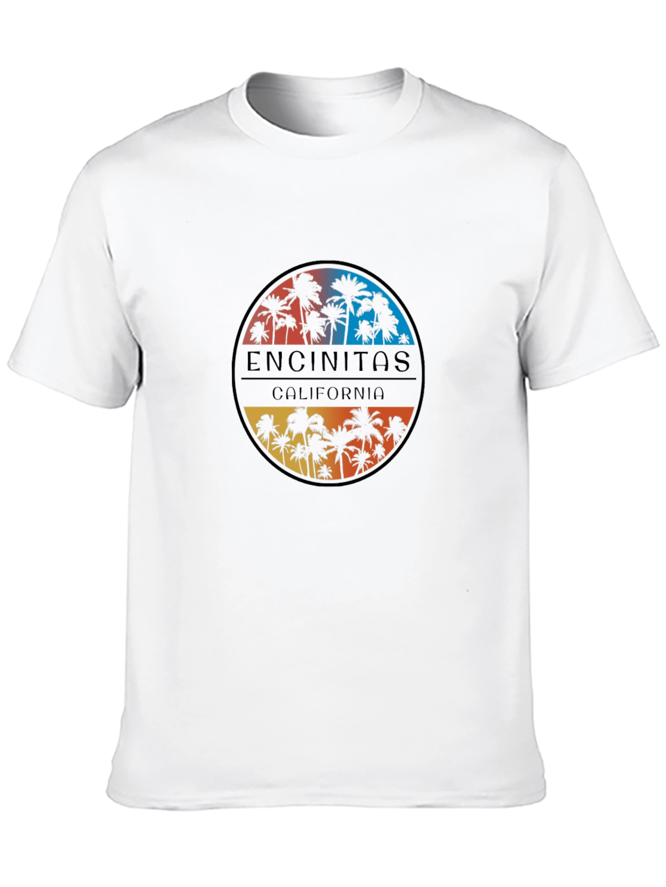 Encinitas California Palm Tree Black T-Shirt