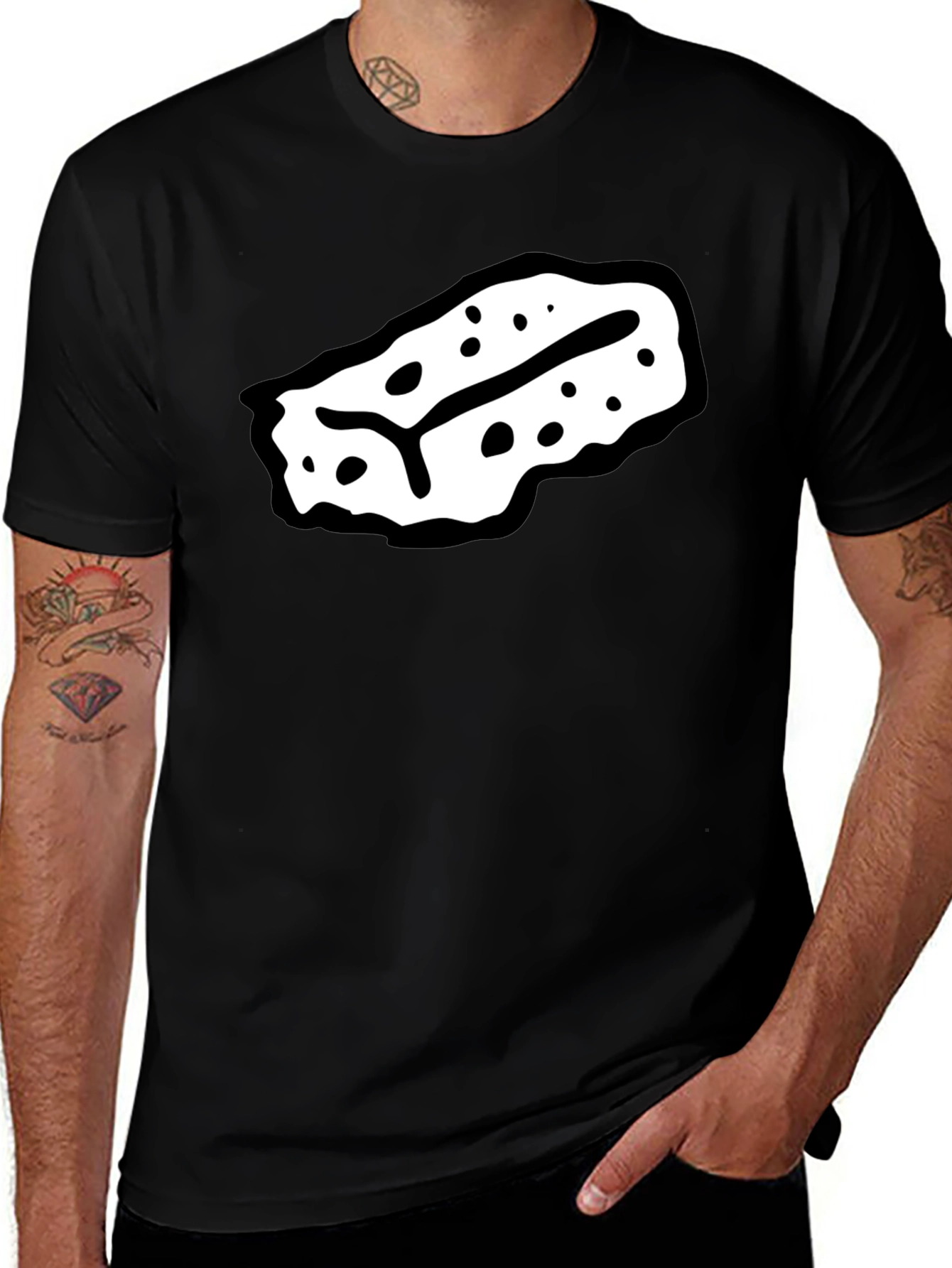 Unique Graphic Print T-Shirt - Black