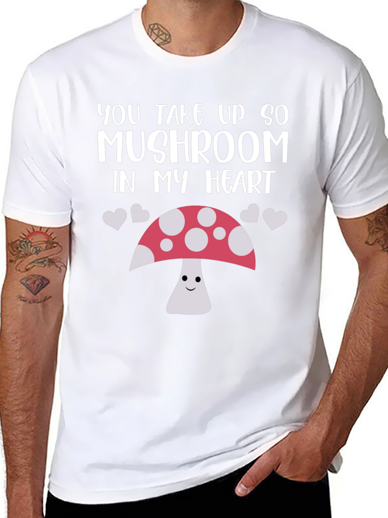 Mushroom Heart Graphic Tee - Cute & Funny Shirt