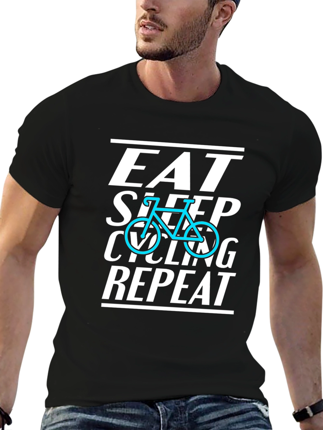 Eat Sleep Cycling Repeat Black T-Shirt