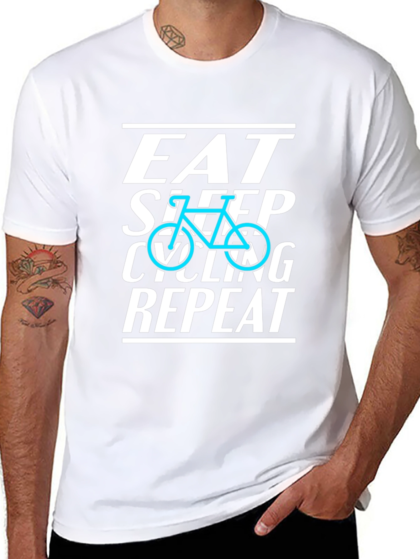 Eat Sleep Cycling Repeat Black T-Shirt