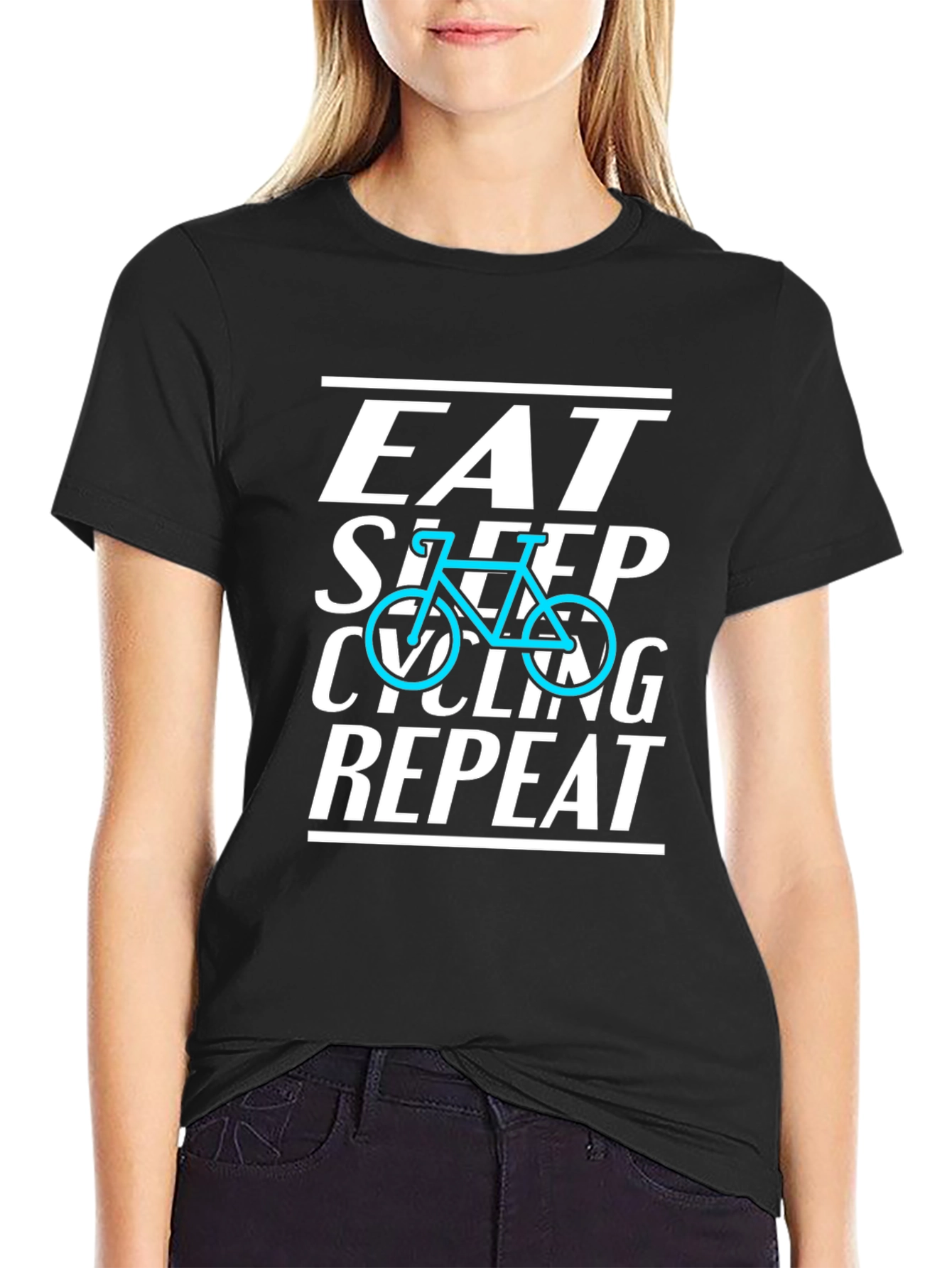 Eat Sleep Cycling Repeat Black T-Shirt