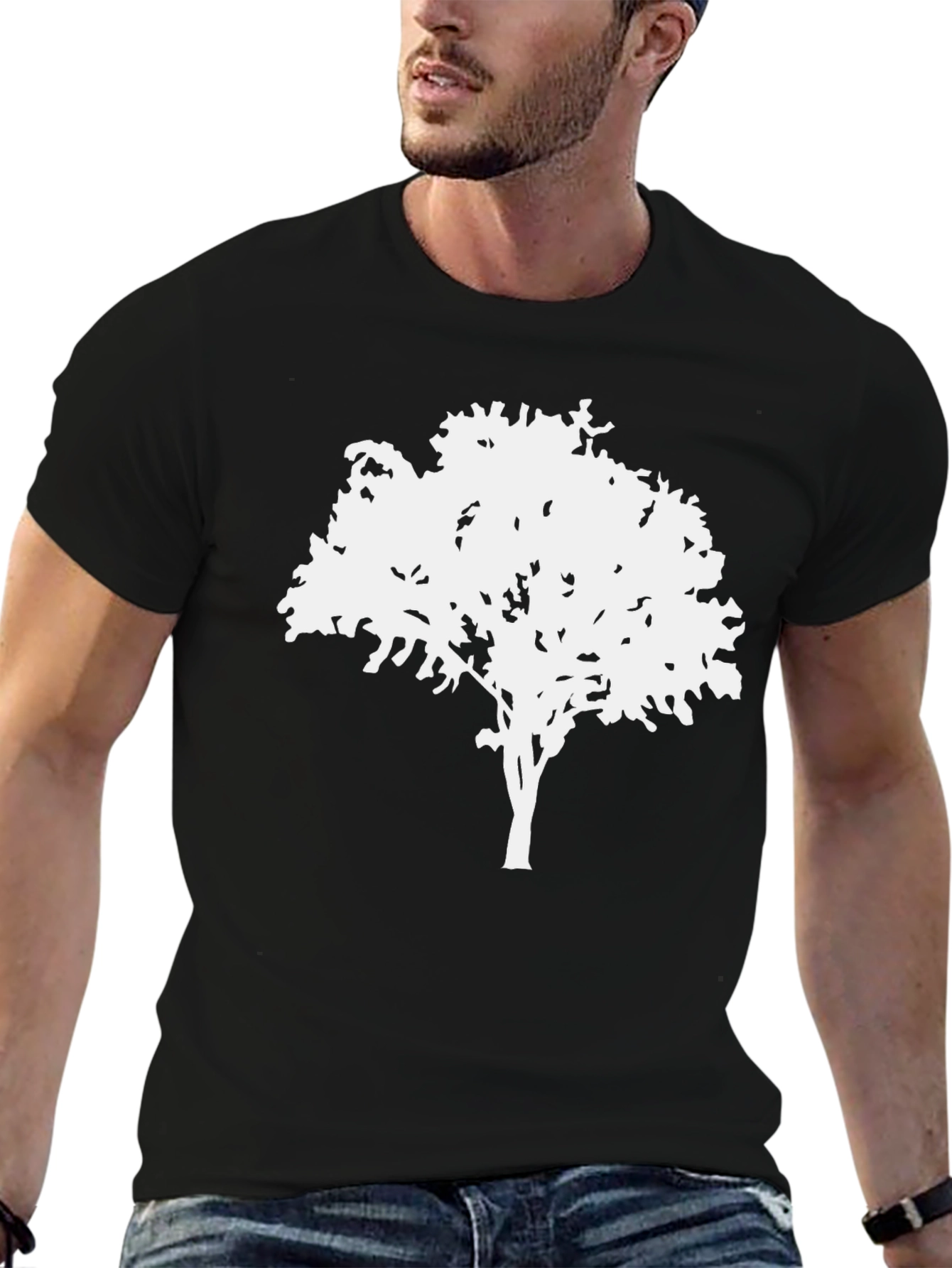 Nature Tree Graphic Tee - Black Cotton Shirt