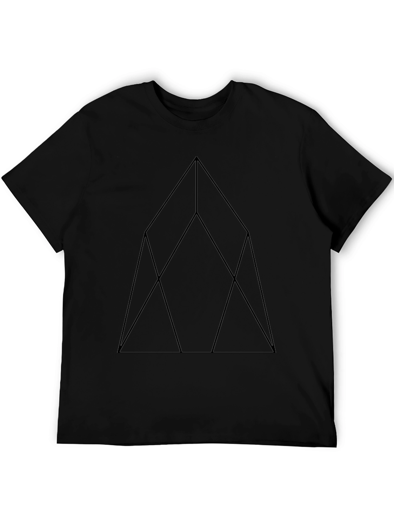 Geometric Line Art Black T-Shirt