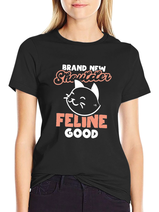 Brand New Shoulder Cat Graphic Tee - Feline Good T-Shirt