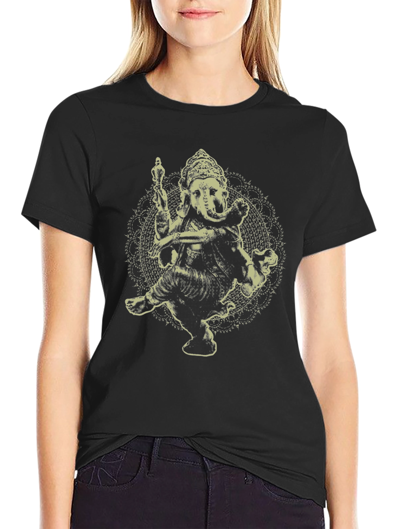 Ganesh Graphic Tee - Black Cotton Blend