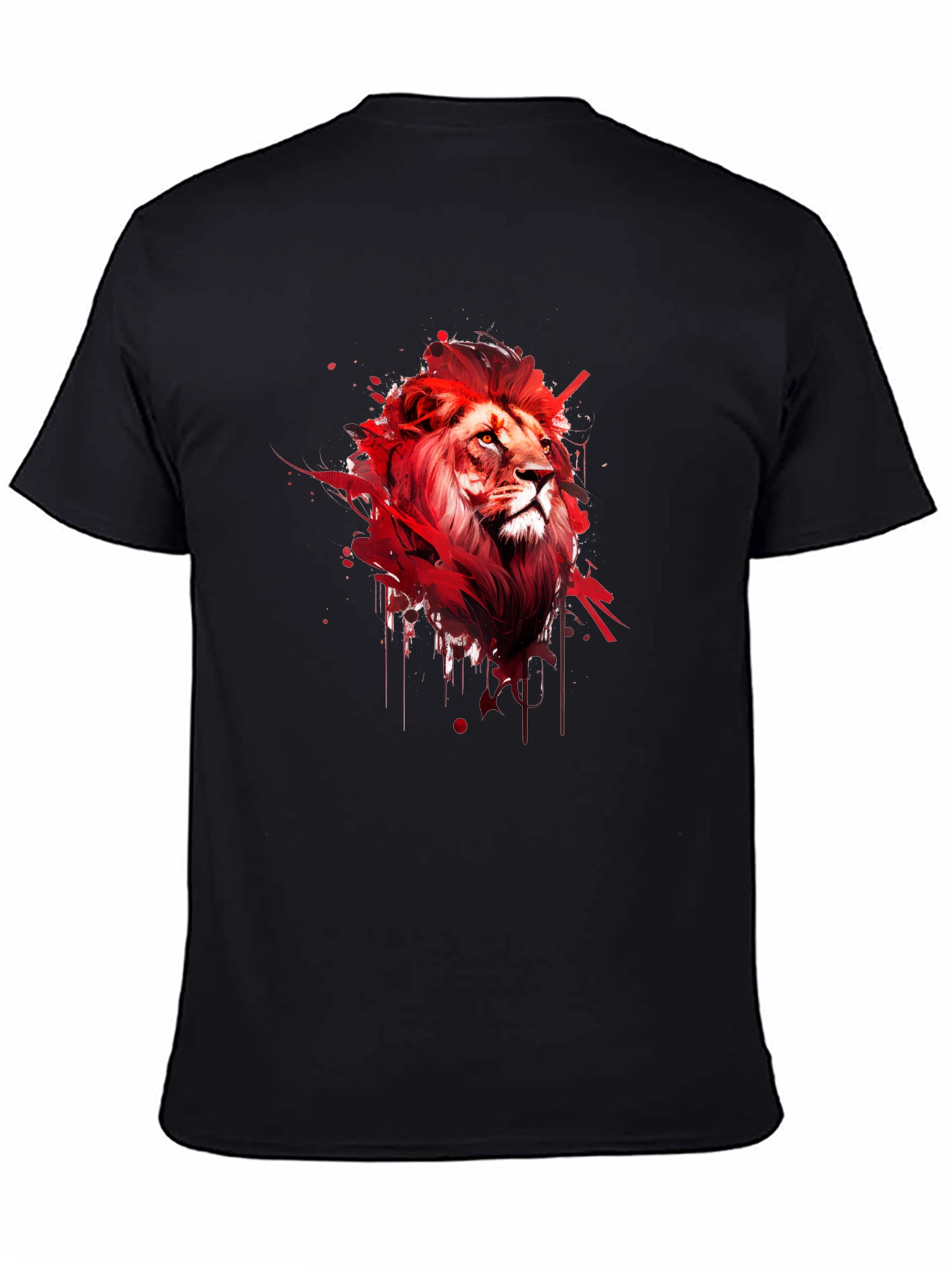 Bold Lion Graphic Tee - Artistic Red Lion Print