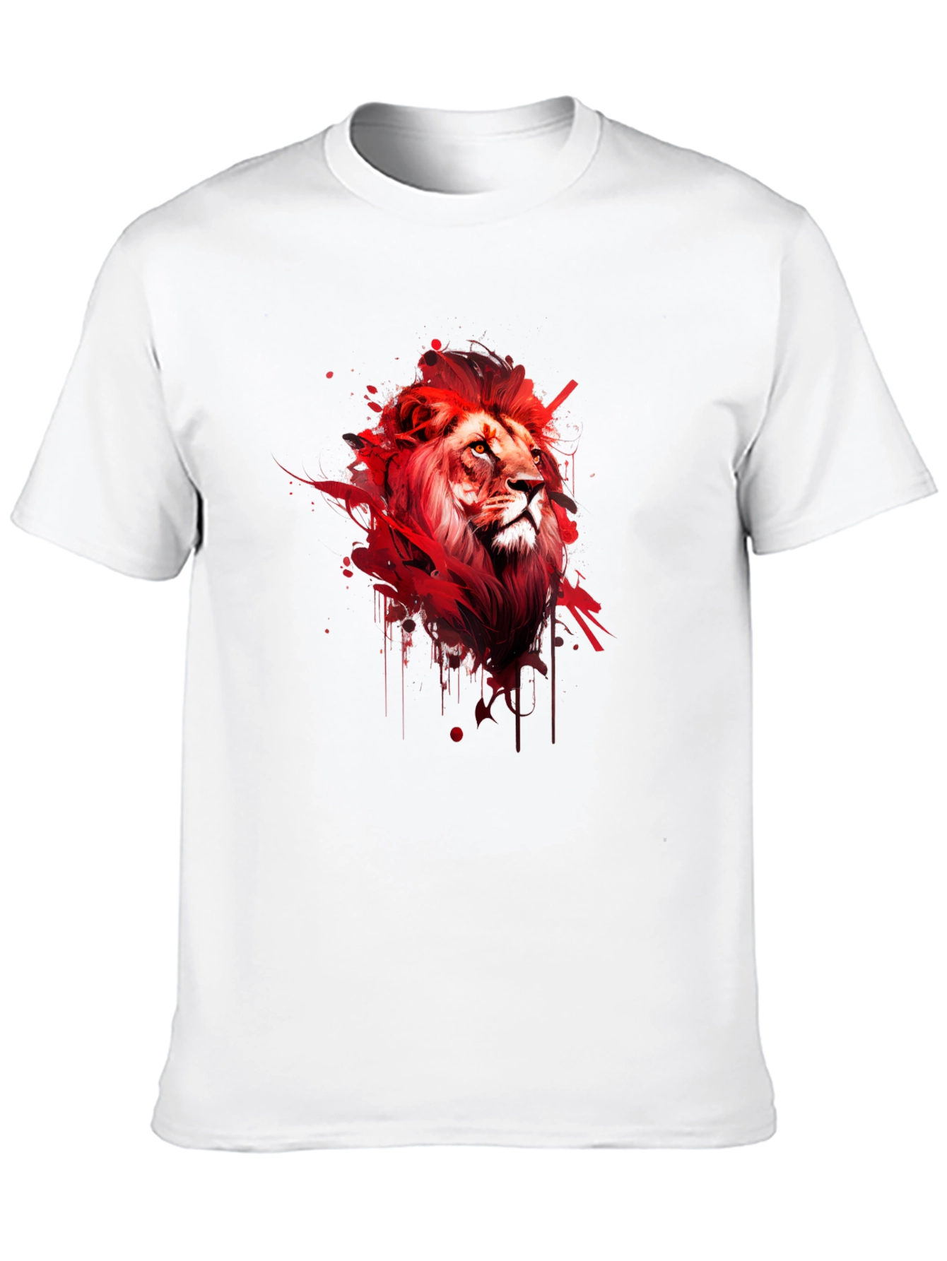 Bold Lion Graphic Tee - Artistic Red Lion Print