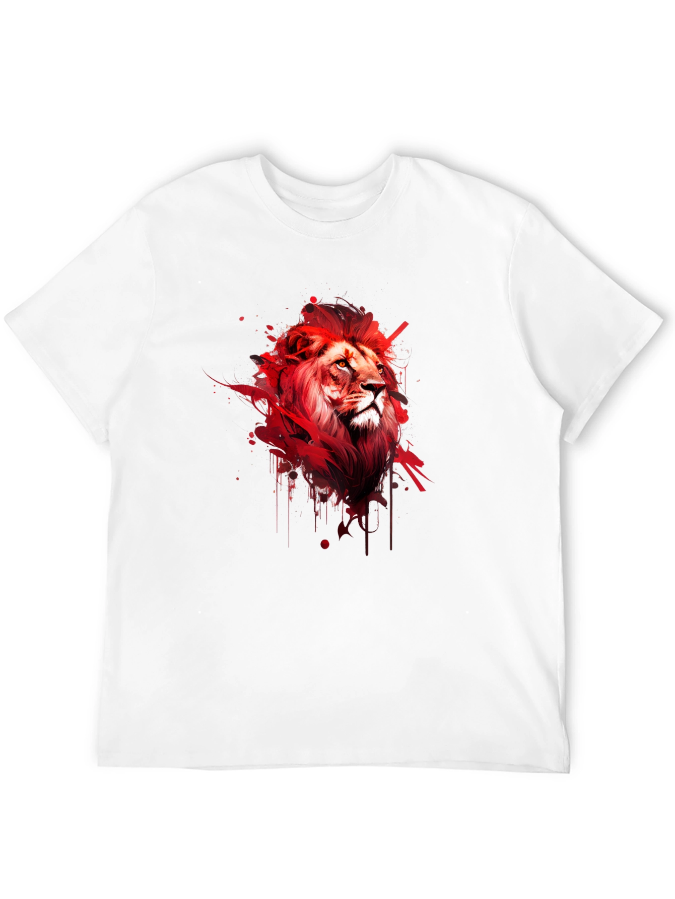 Bold Lion Graphic Tee - Artistic Red Lion Print