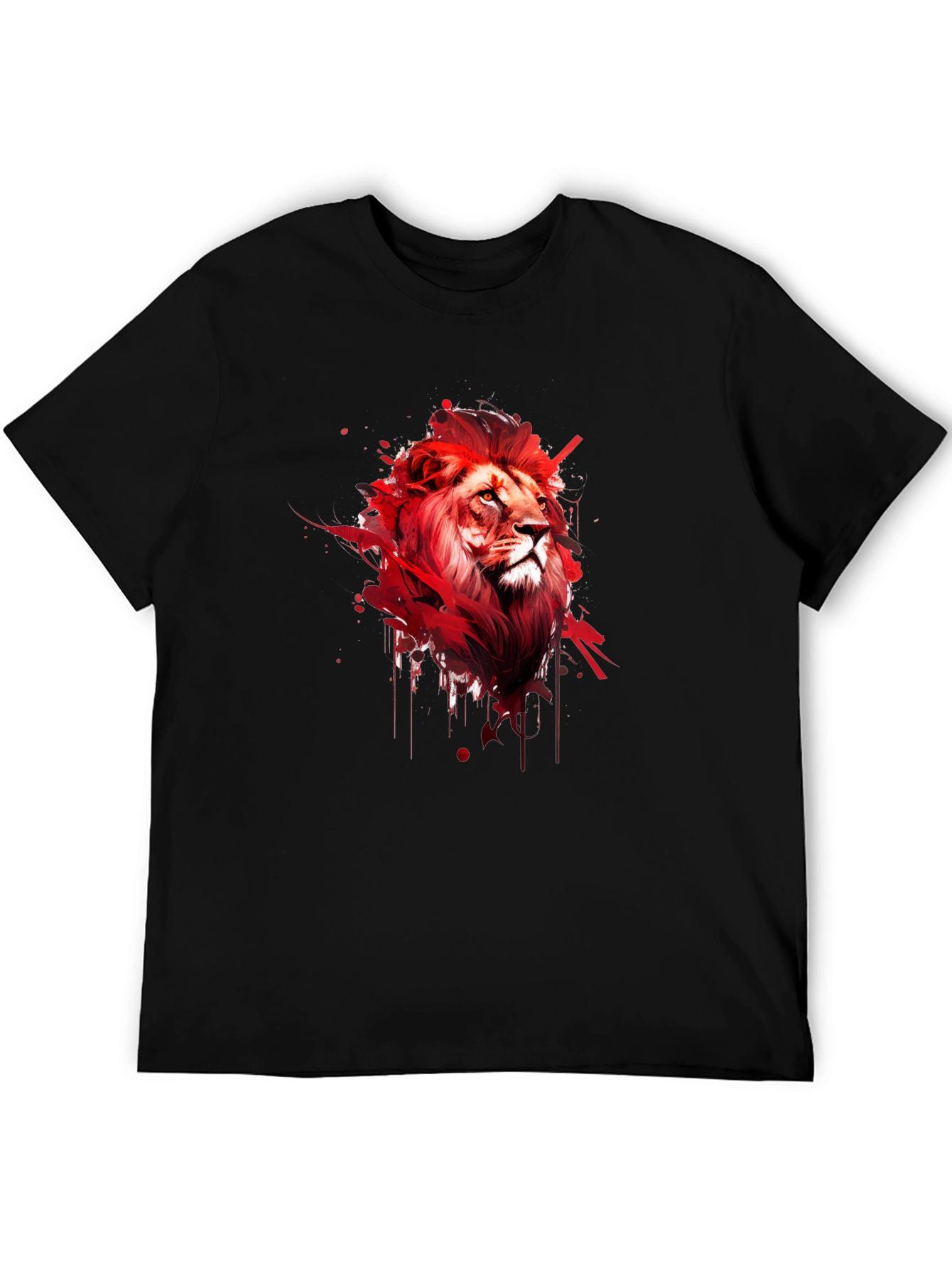 Bold Lion Graphic Tee - Artistic Red Lion Print