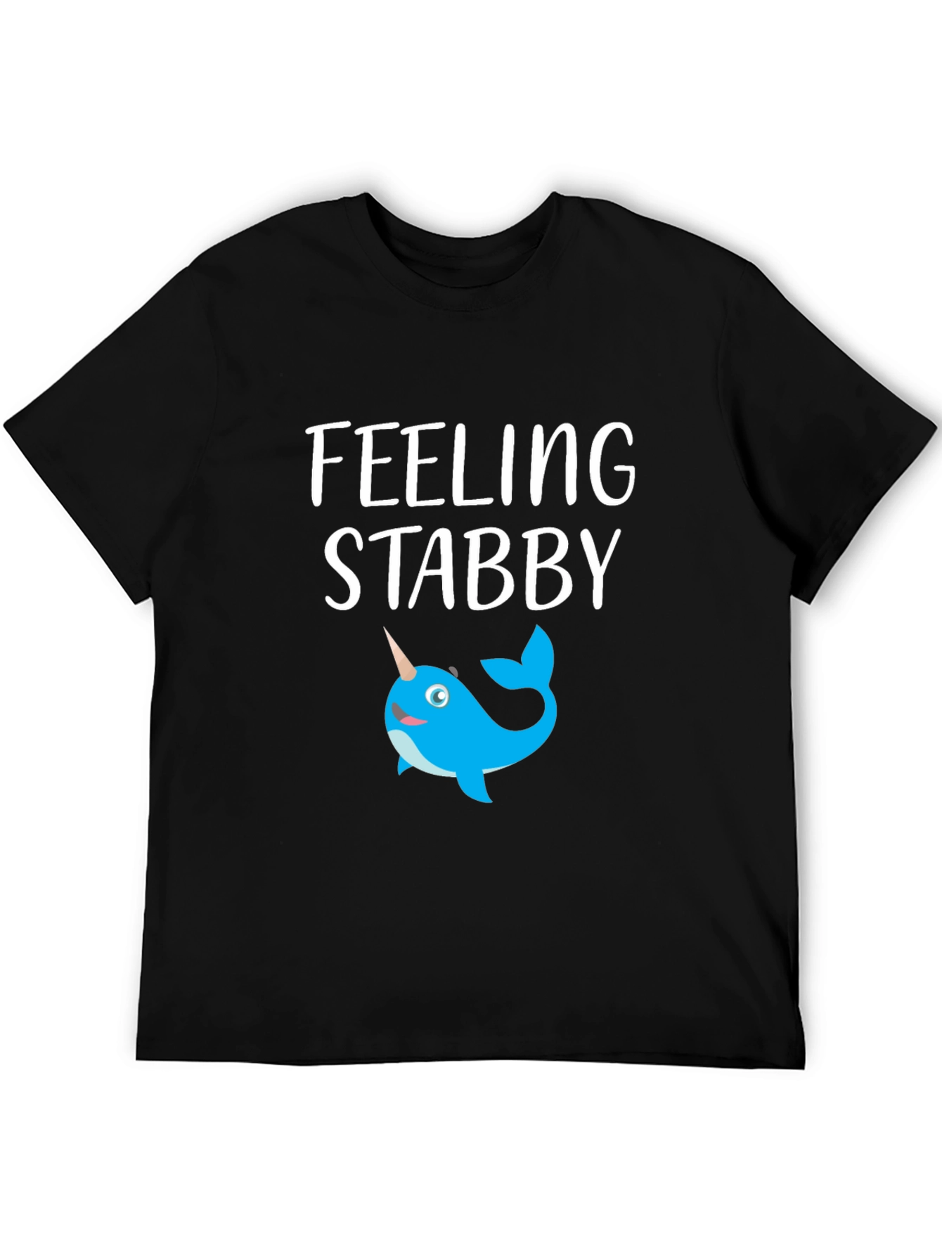 Feeling Stabby Narwhal Graphic T-Shirt - Black