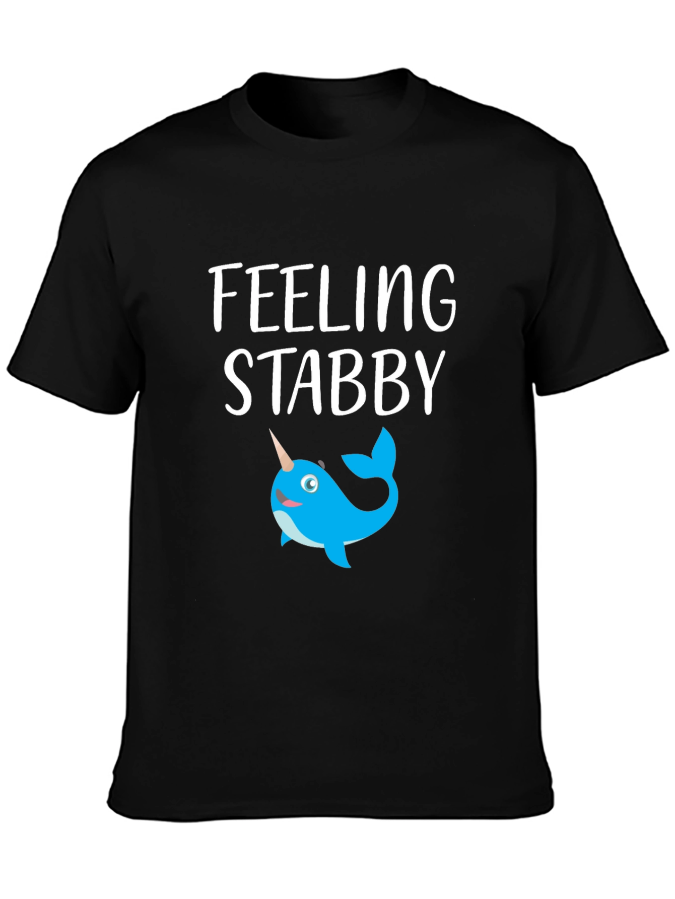 Feeling Stabby Narwhal Graphic T-Shirt - Black
