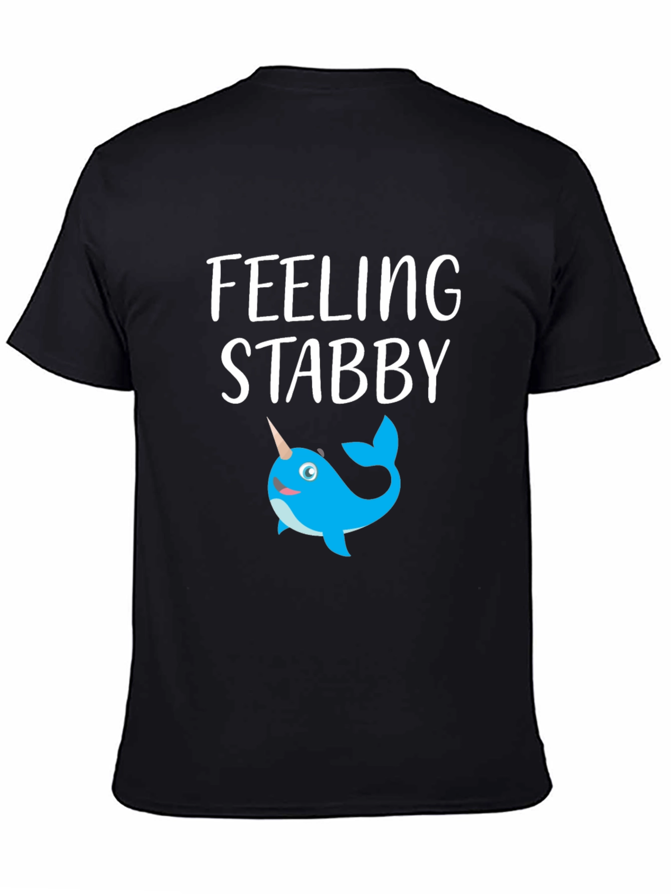 Feeling Stabby Narwhal Graphic T-Shirt - Black