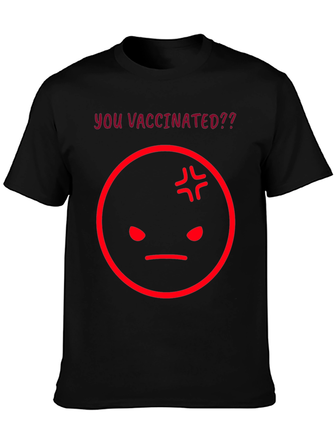 Vaccinated? Graphic Tee - Angry Face Emoji
