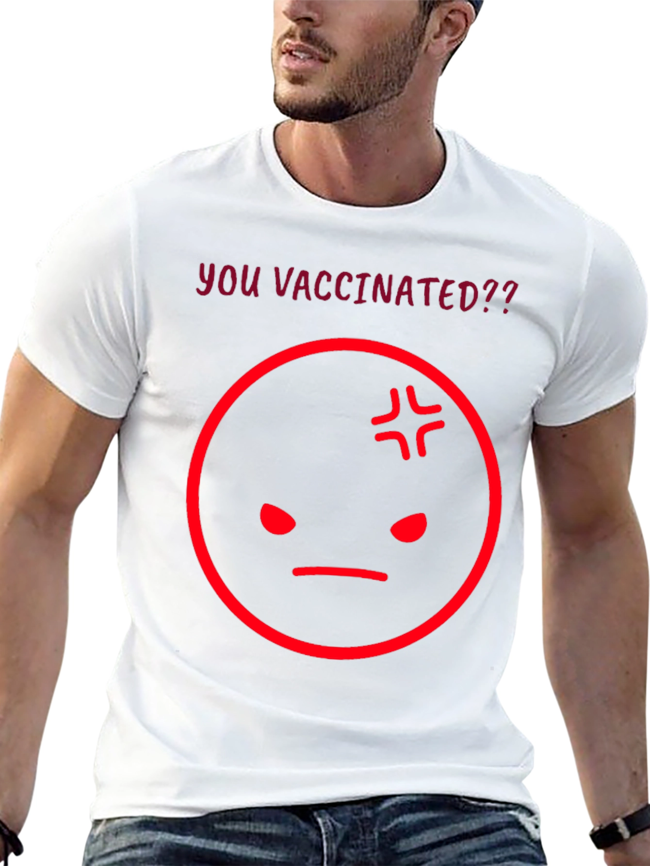 Vaccinated? Graphic Tee - Angry Face Emoji