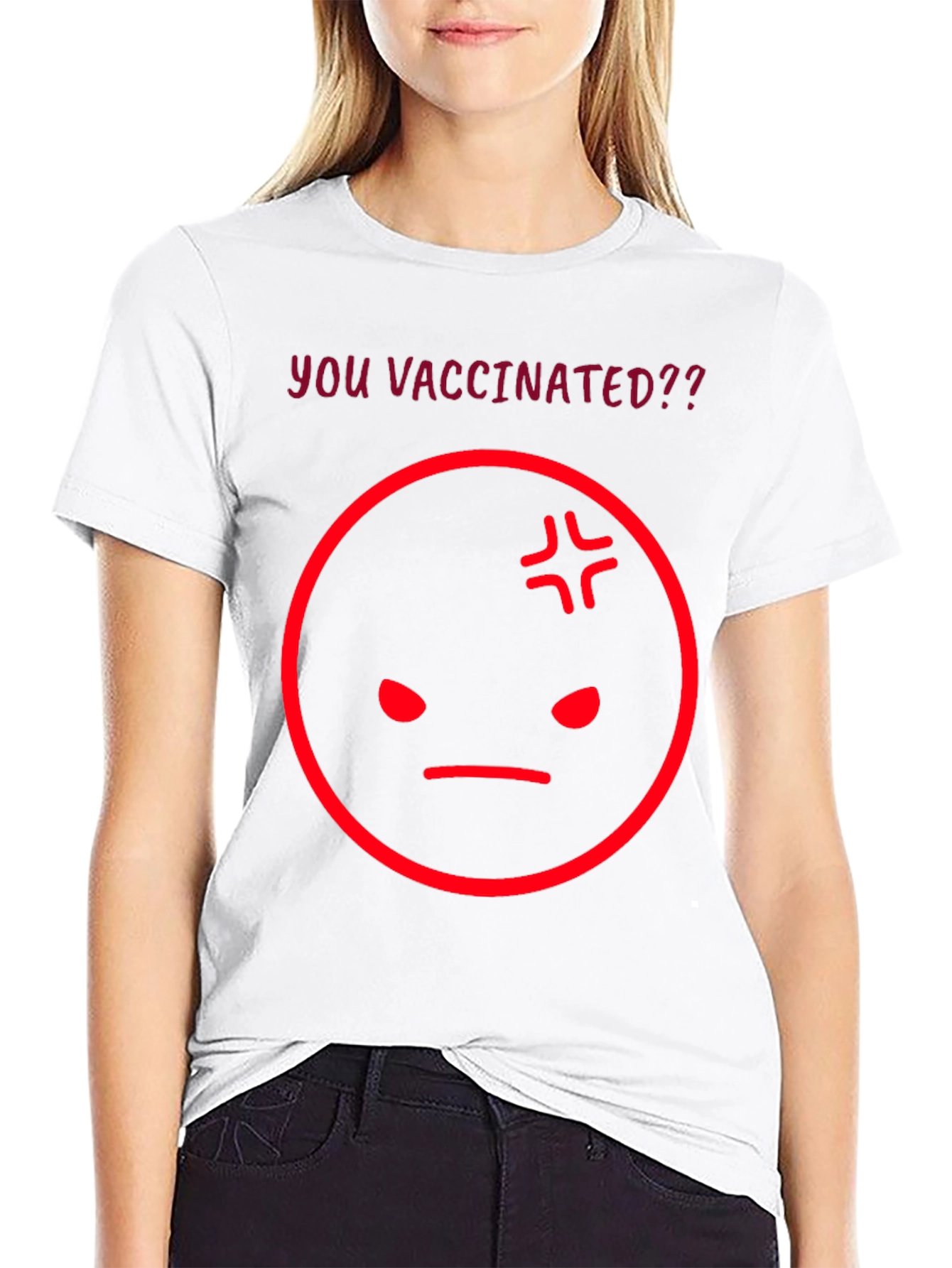Vaccinated? Graphic Tee - Angry Face Emoji