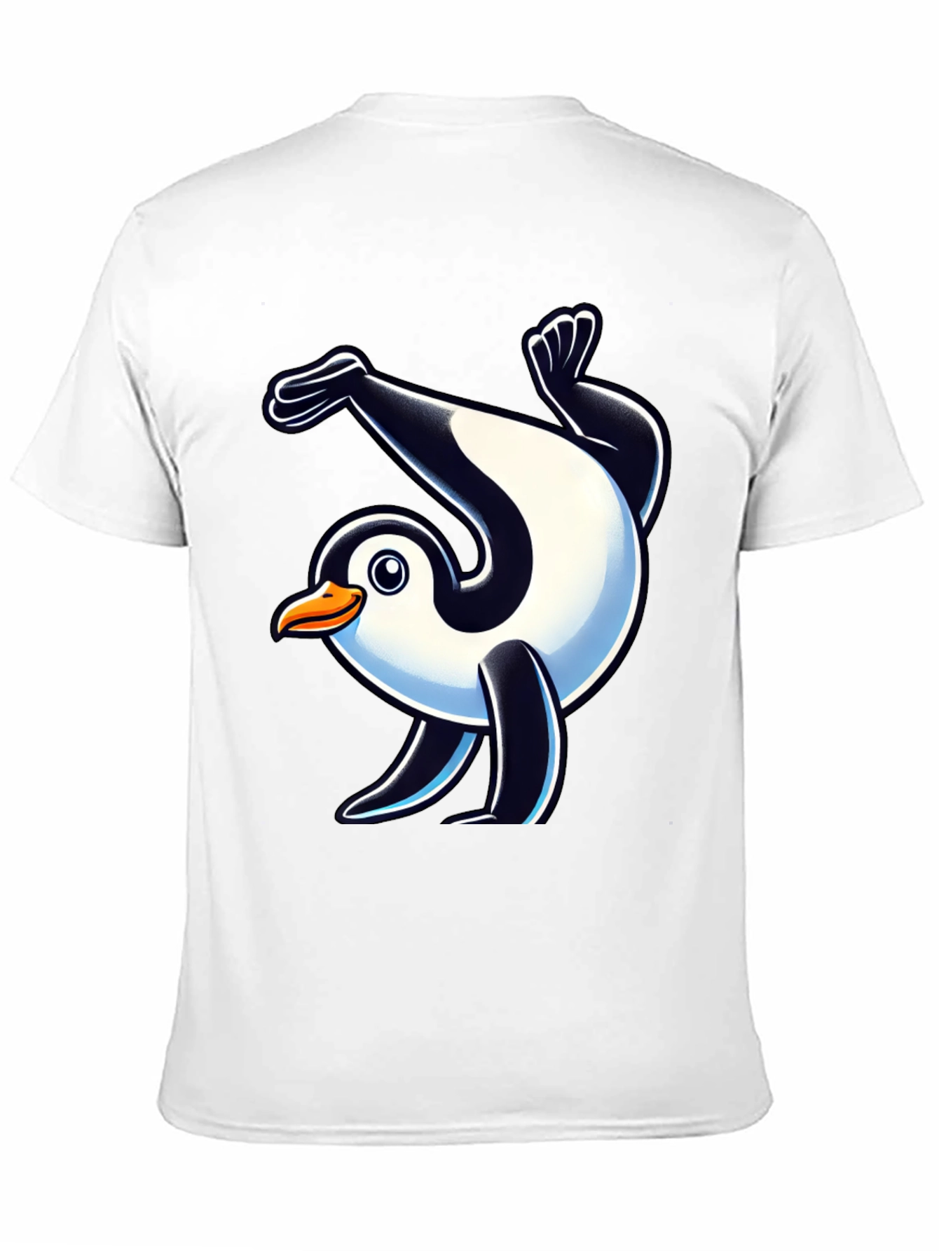 Dancing Penguin Graphic Tee - Black Cotton T-Shirt