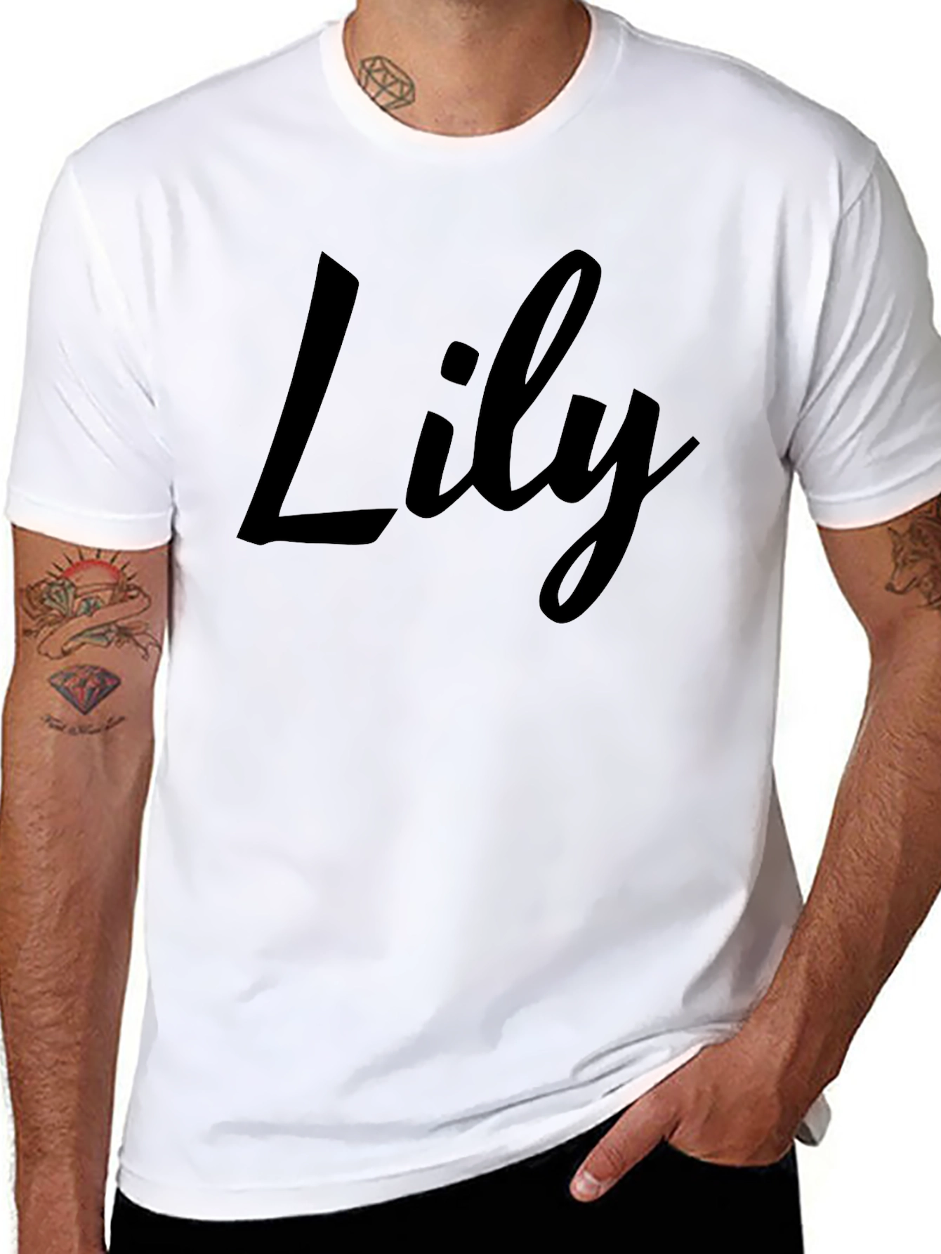 Lily Script Black T-Shirt - Personalized Style
