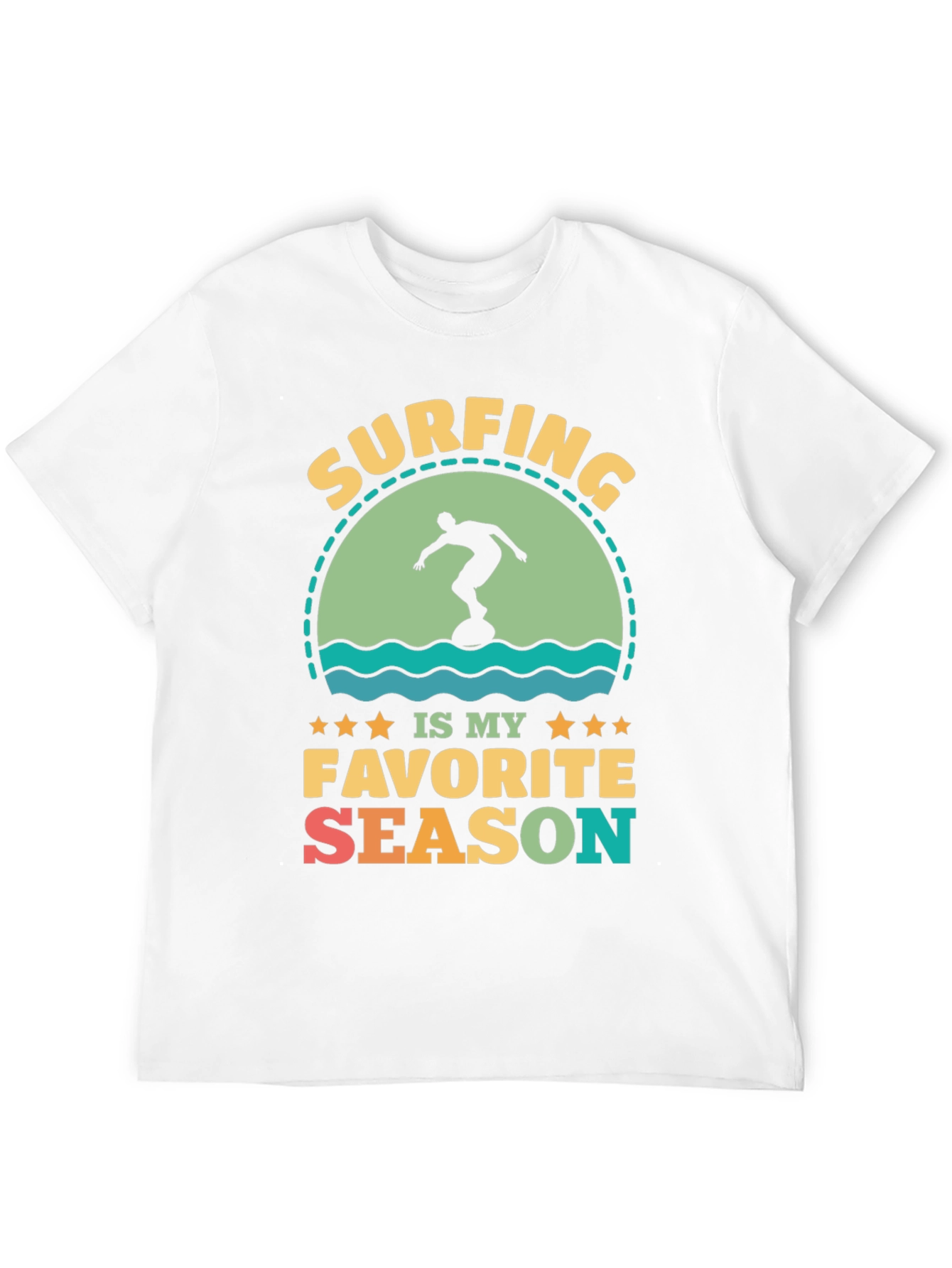 Surfing Is My Favorite Season Black Graphic Tee