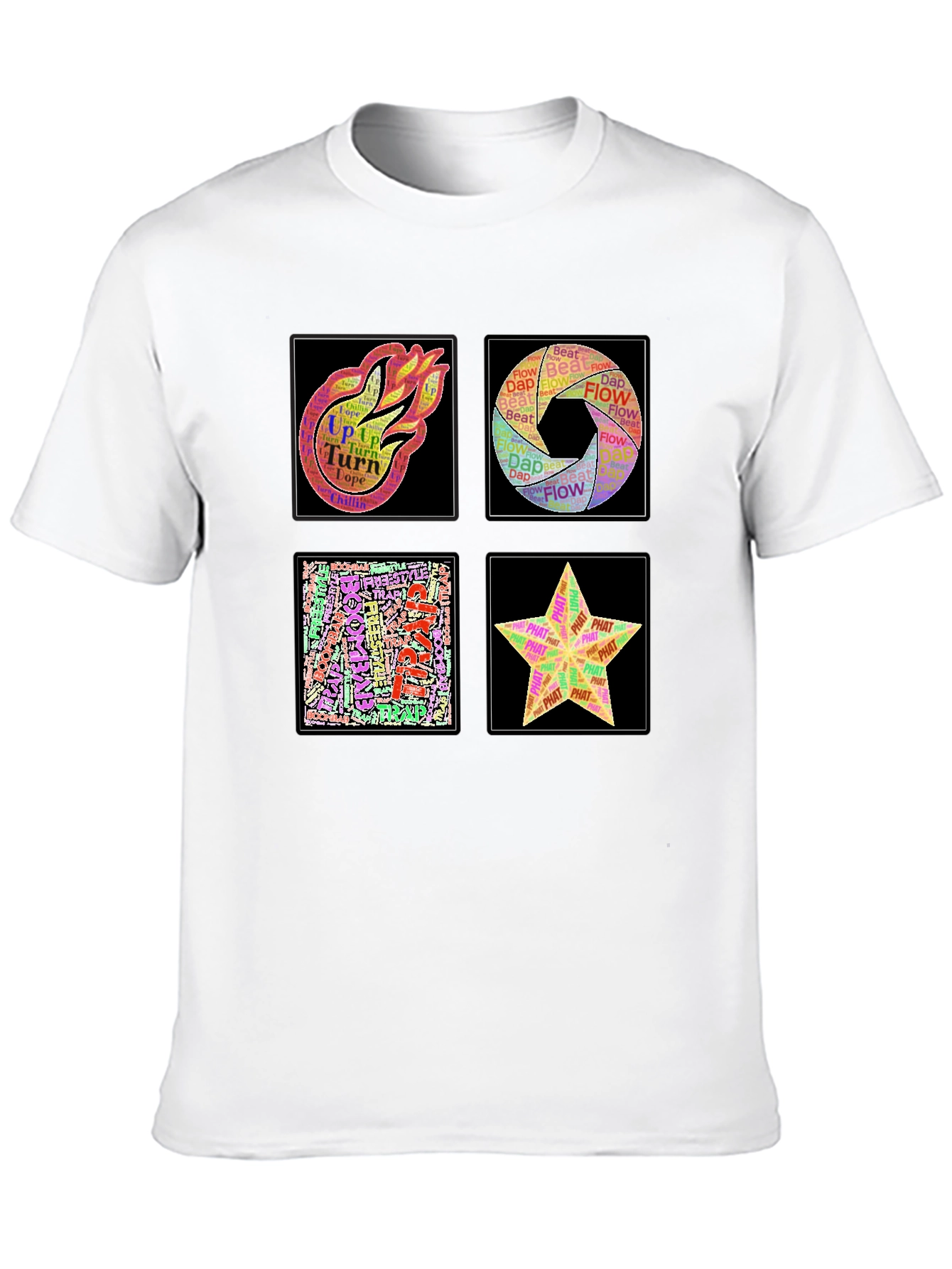 Abstract Art Word Design Mens Black T-Shirt