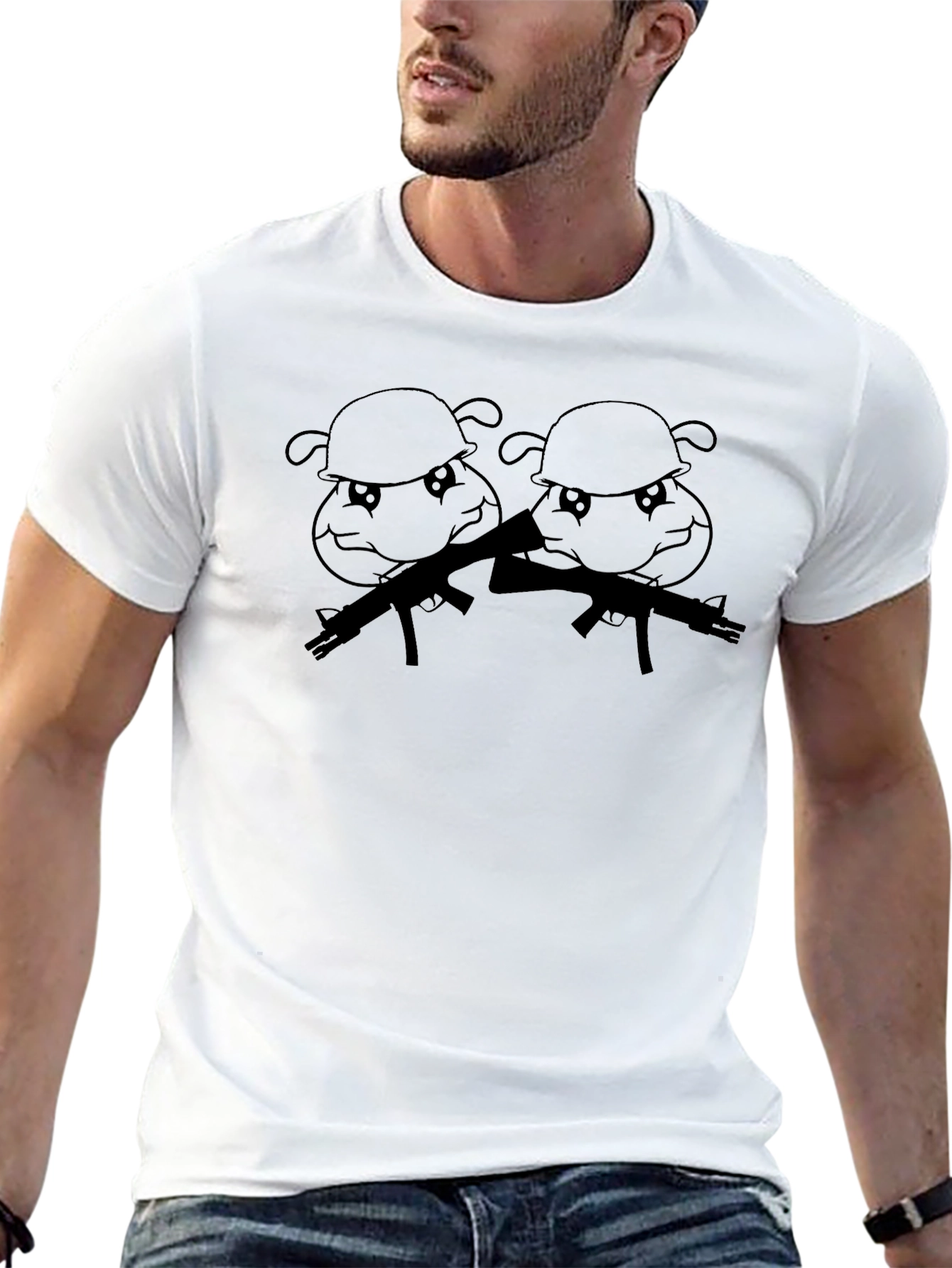 Cartoon Soldier Graphic T-Shirt
