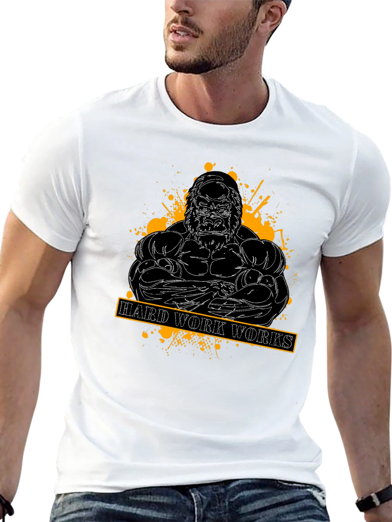 Hard Work Works Gorilla Graphic T-Shirt