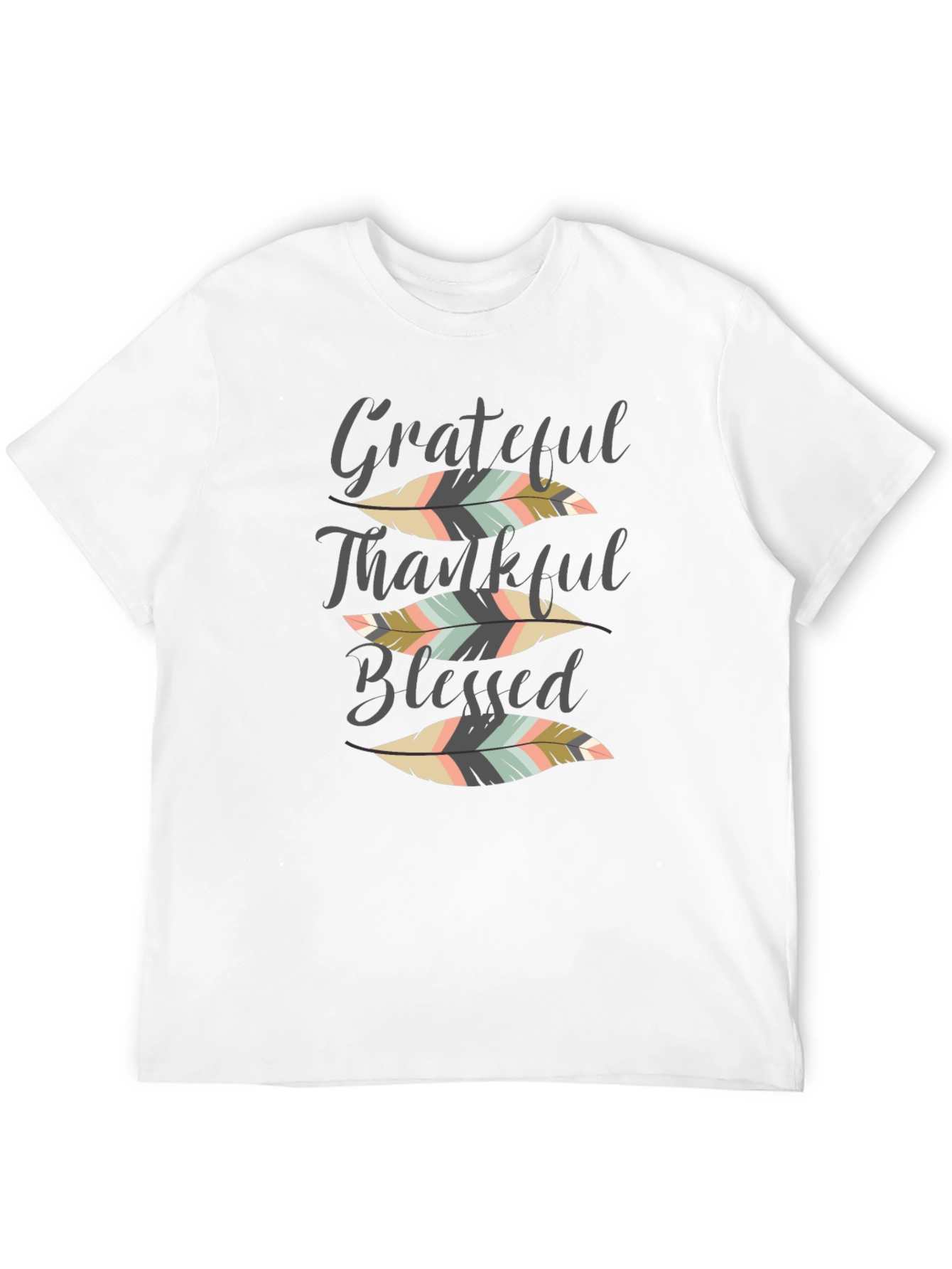 Grateful Thankful Blessed Feather Graphic Tee